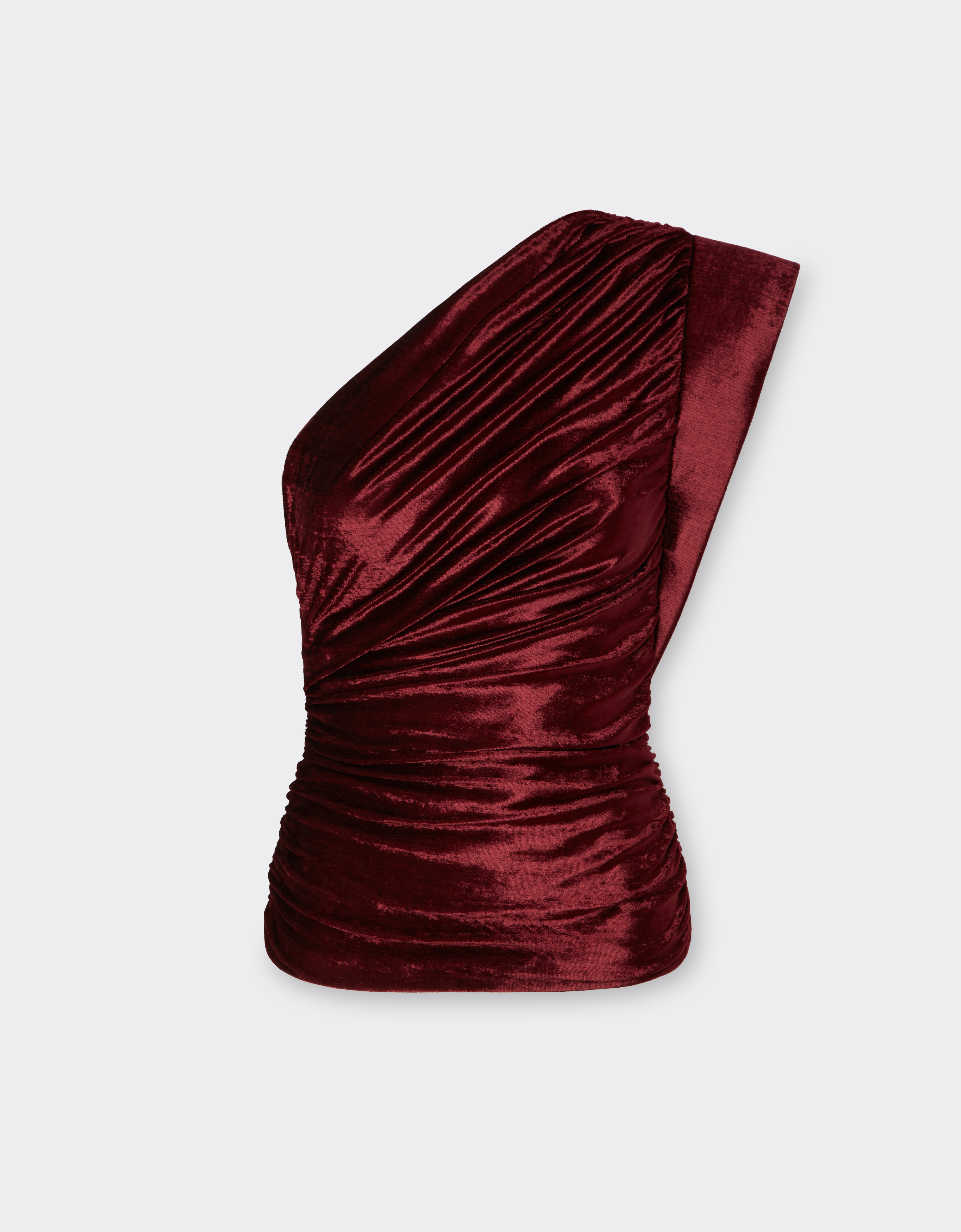 Ferrari Velvet-effect Jersey Top In Burgundy