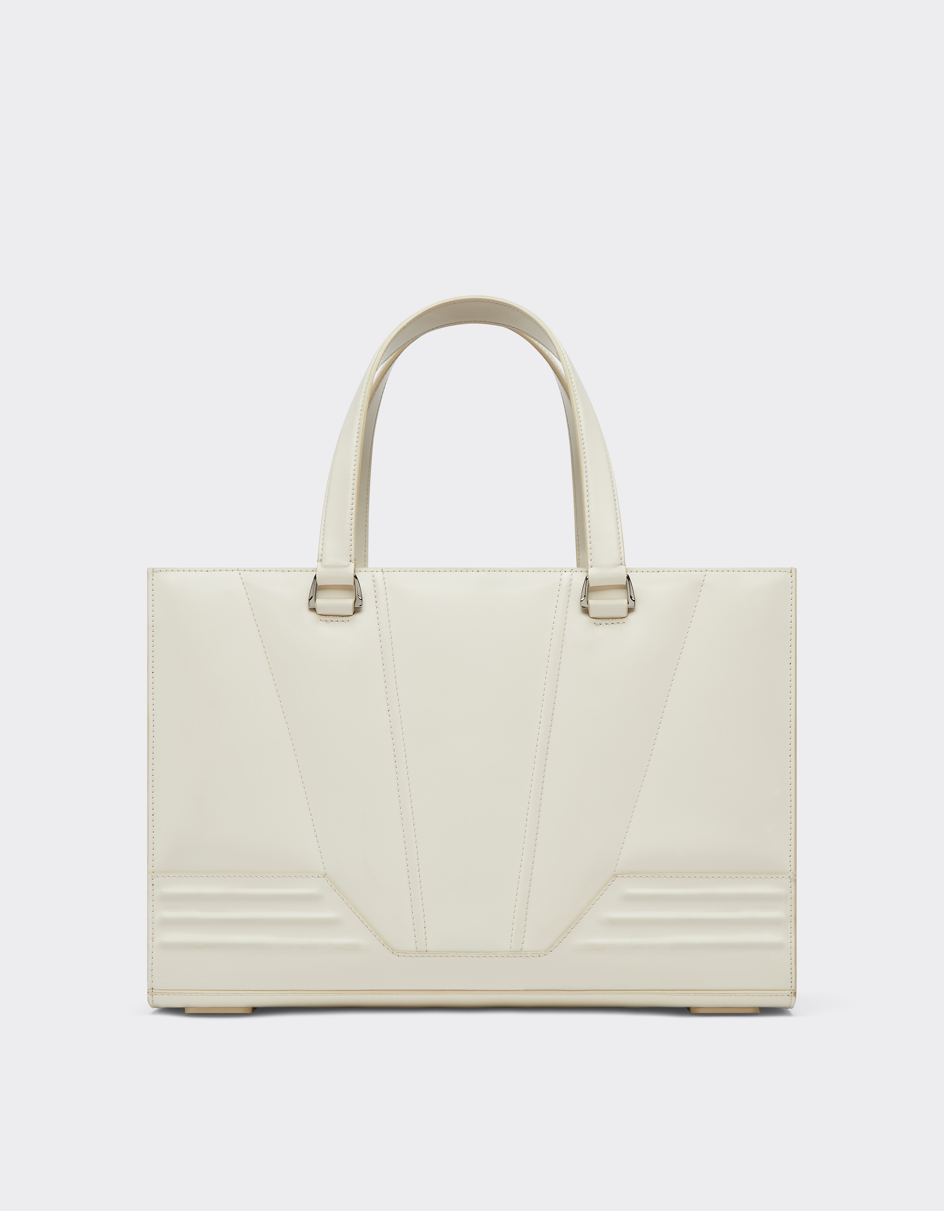 Ferrari Gt Brushed Leather Tote Bag In Ivory
