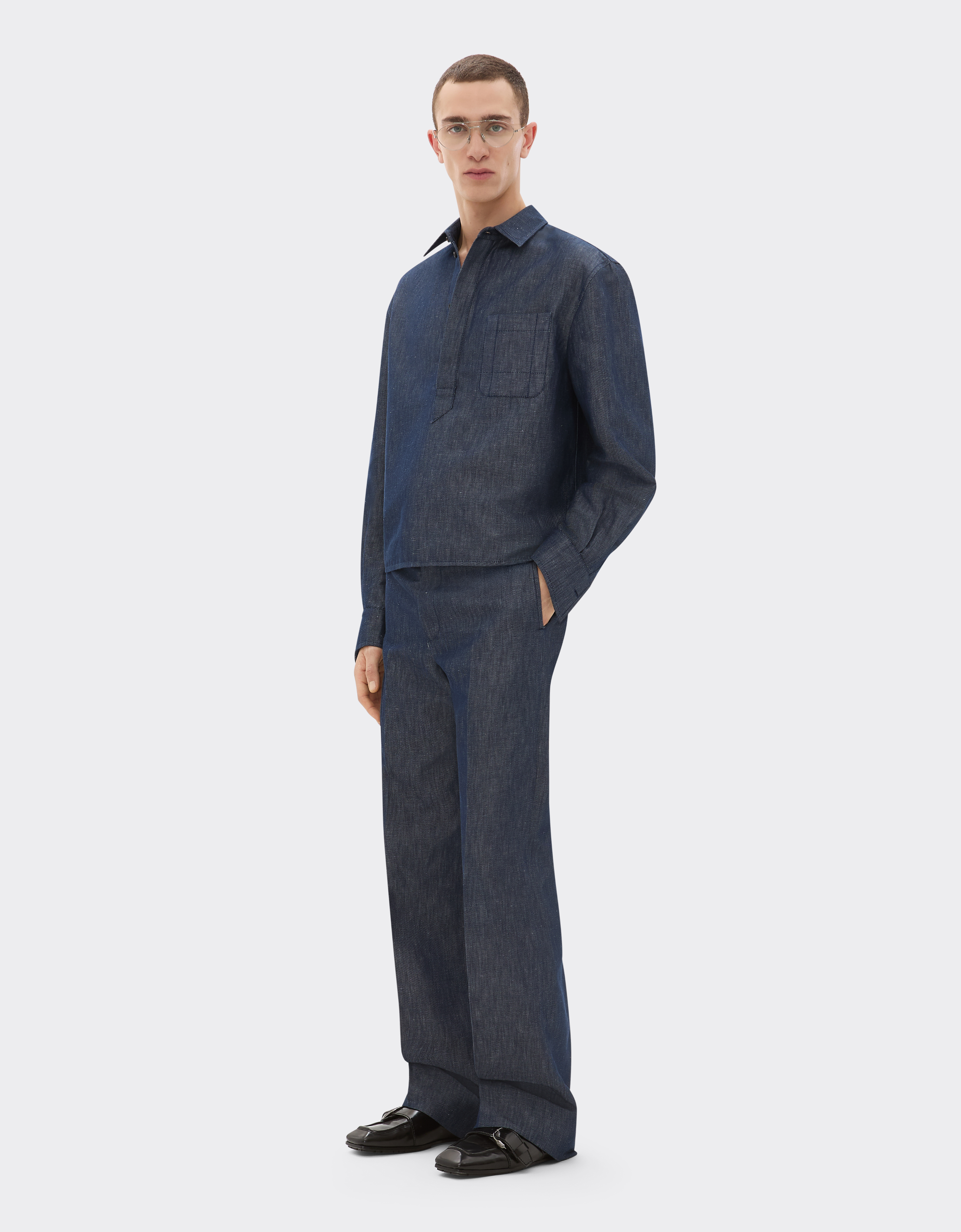 Ferrari Chinos In Denim Effect Tricotine