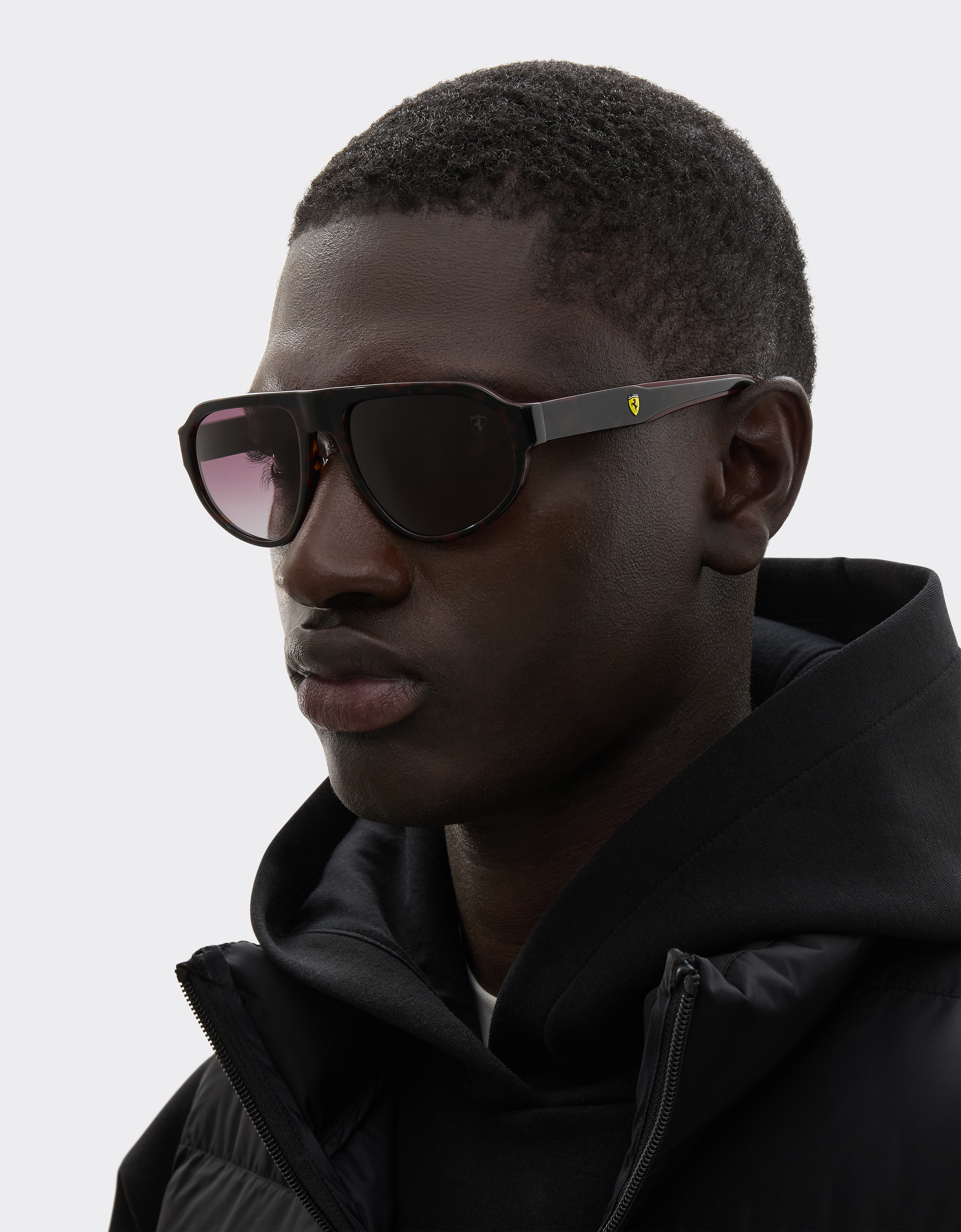 Ferrari Scuderia  0fz6027 Sunglasses In Havana And Burgundy Acetate With Gradient Red Lenses. In Black