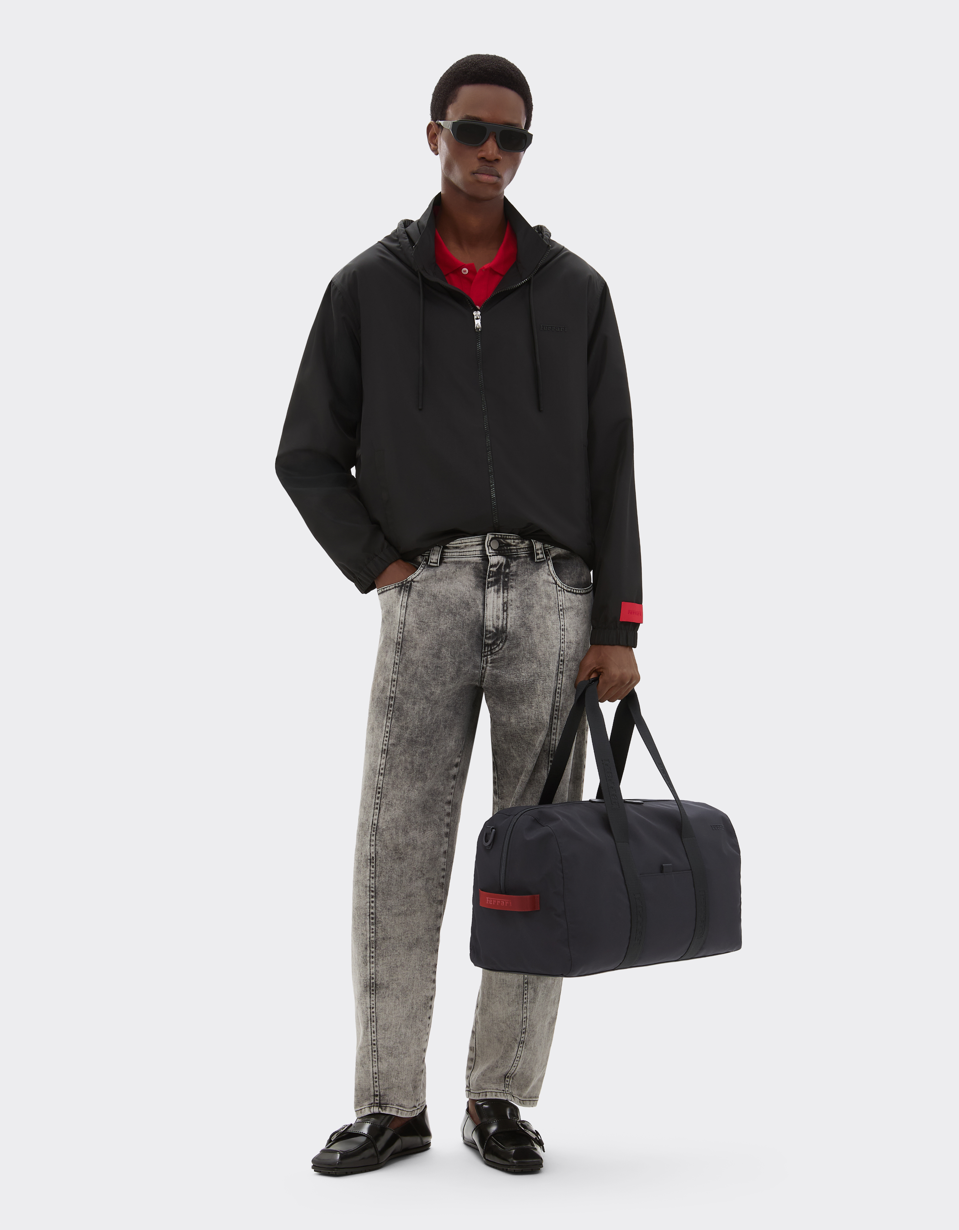 Ferrari Nylon Duffle Bag With Logo Ribbon In Black