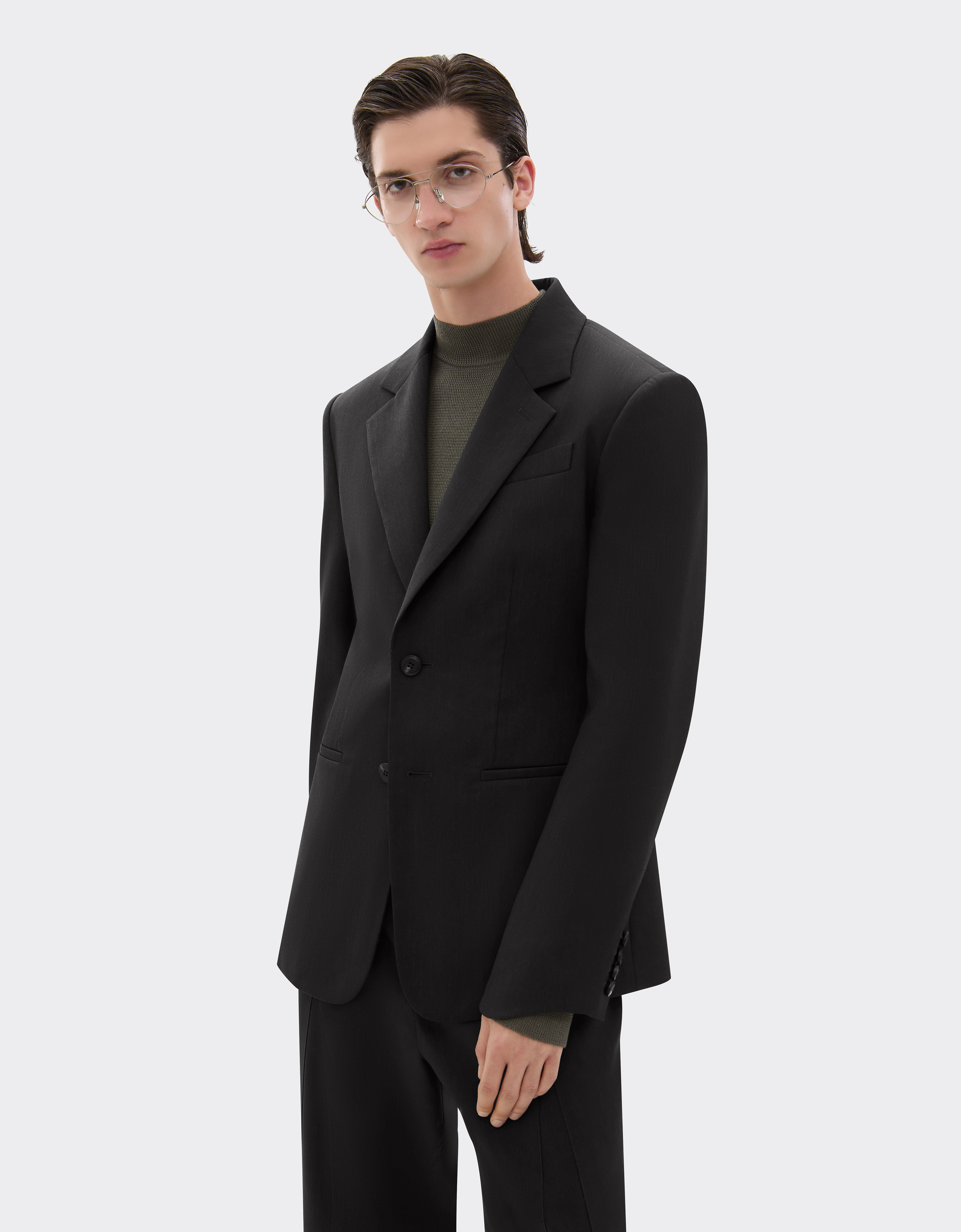 Ferrari Blazer In Q-cycle® Mélange Wool In Black