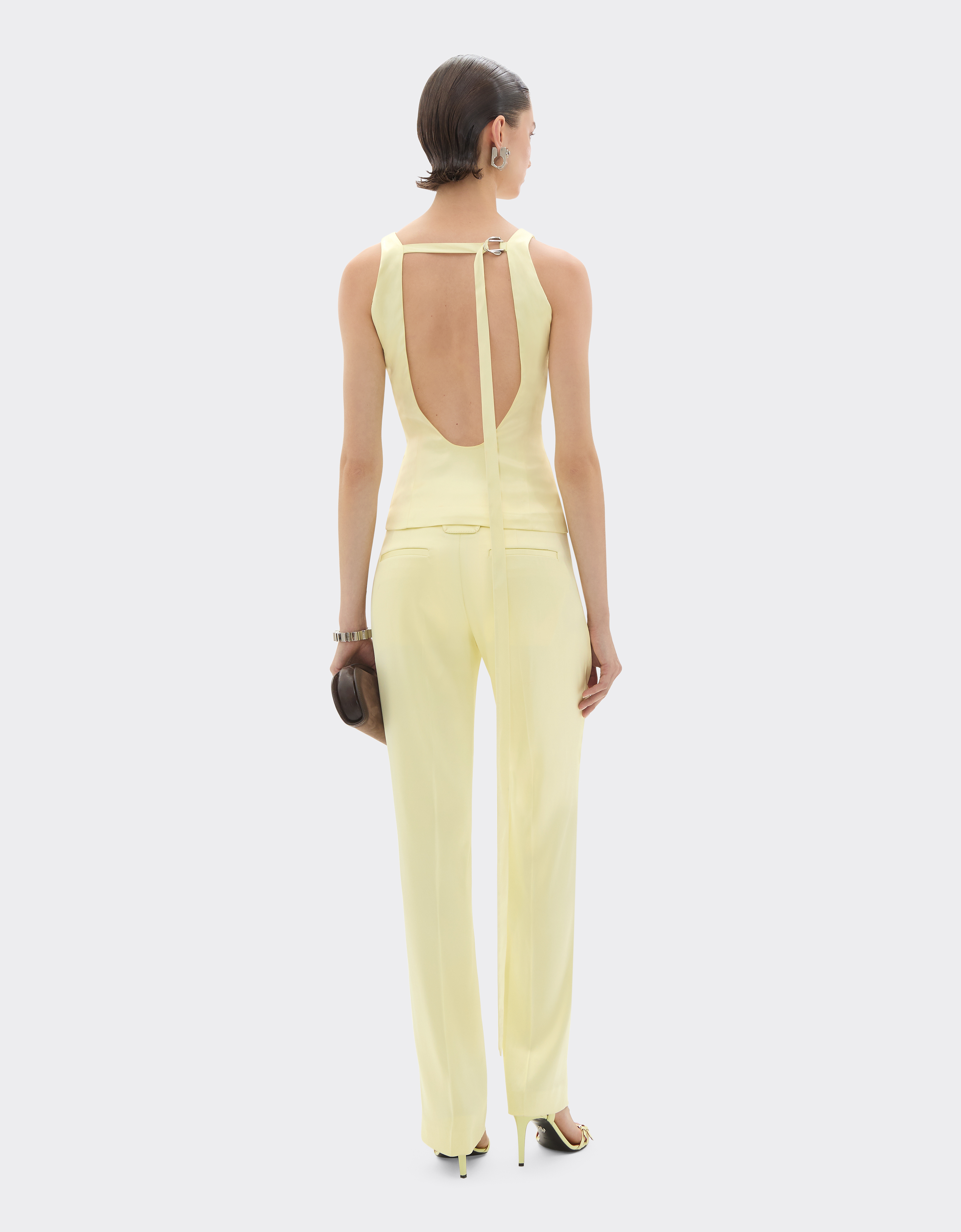 Ferrari Stretch Satin Trousers In Yellow