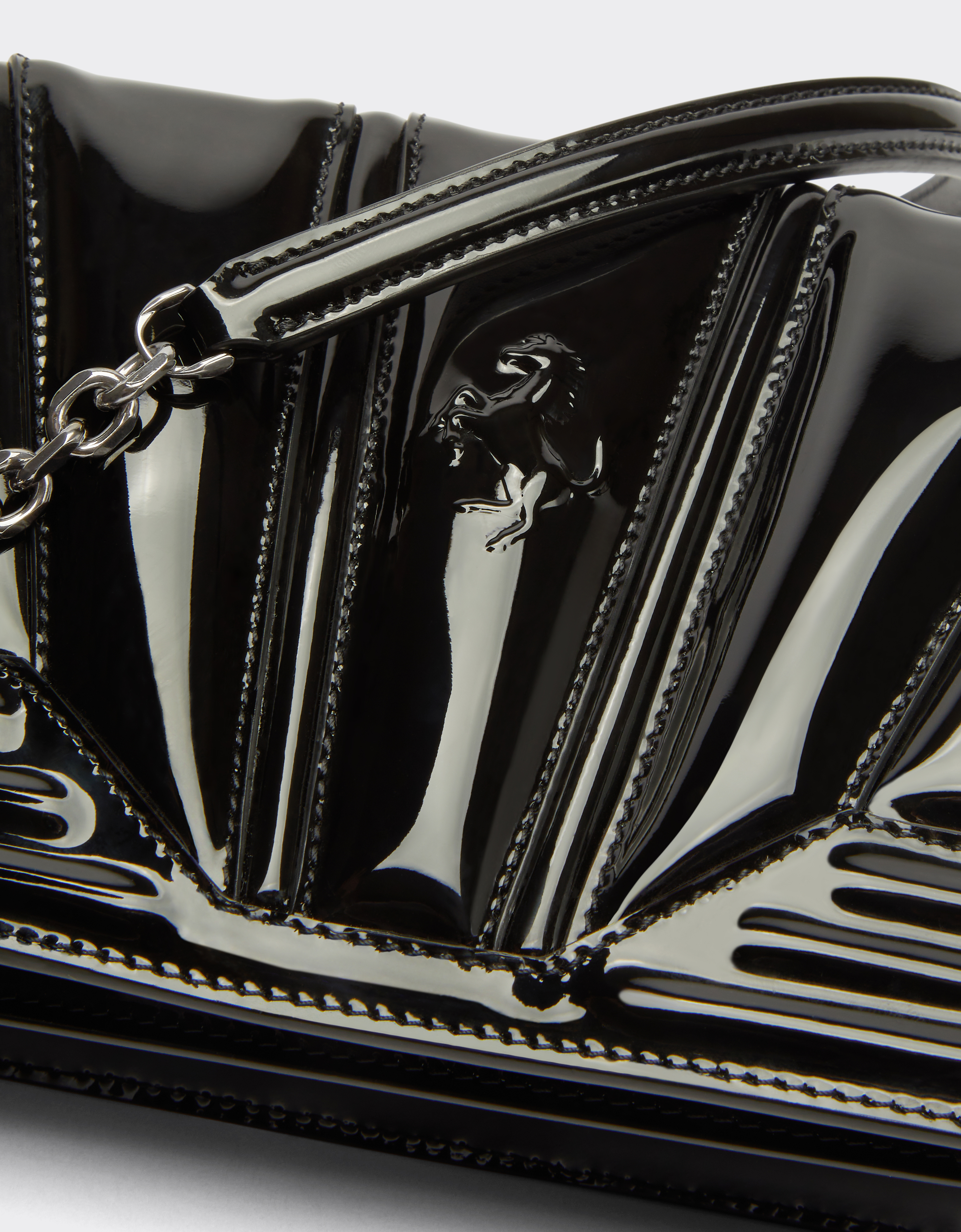 Ferrari Gt Bag In Patent Leather With Chain In Black