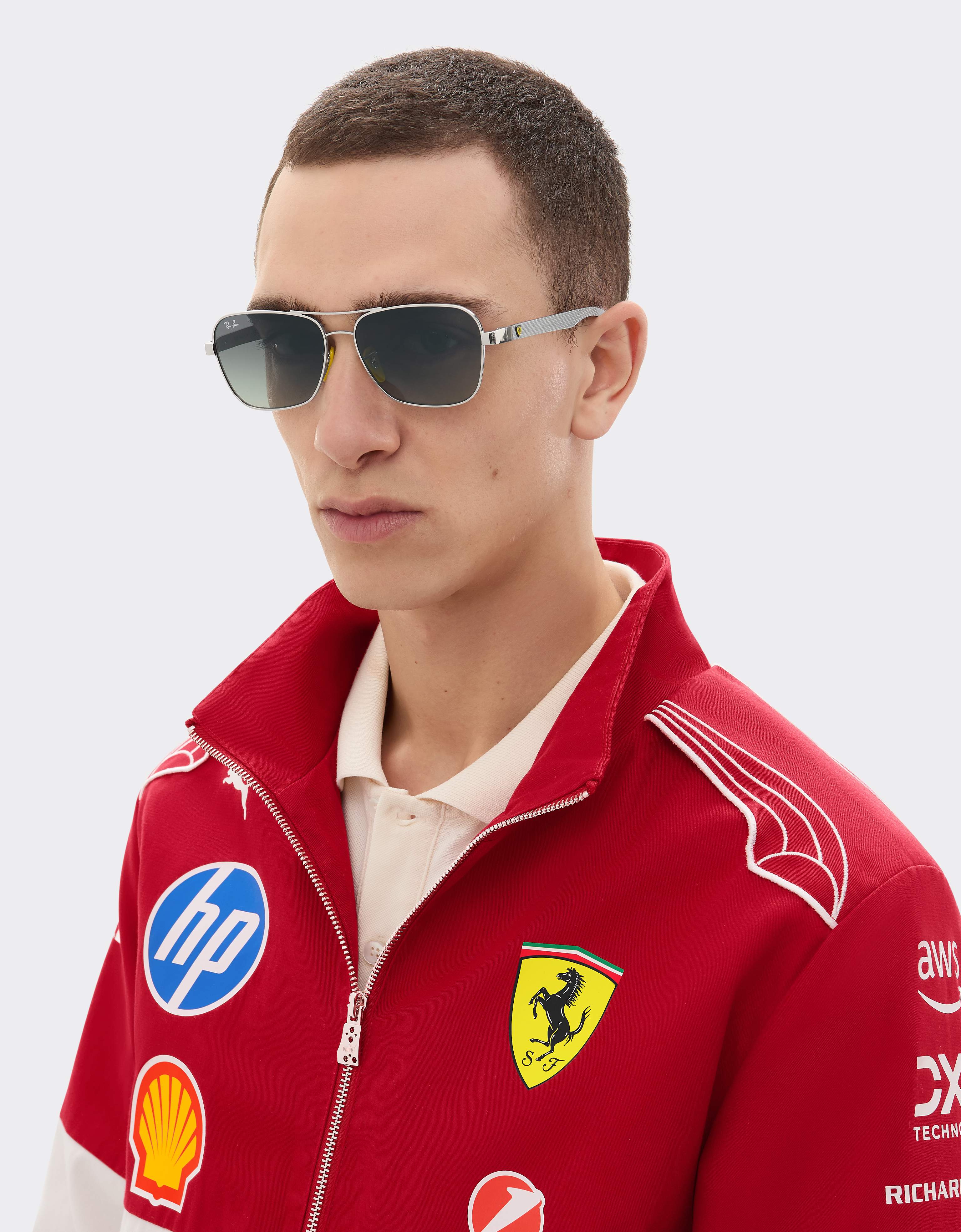 Ferrari Ray-ban For Scuderia  Rb8336m In Matt Black Metal And Light Carbon Fibre With Gradien In Silver