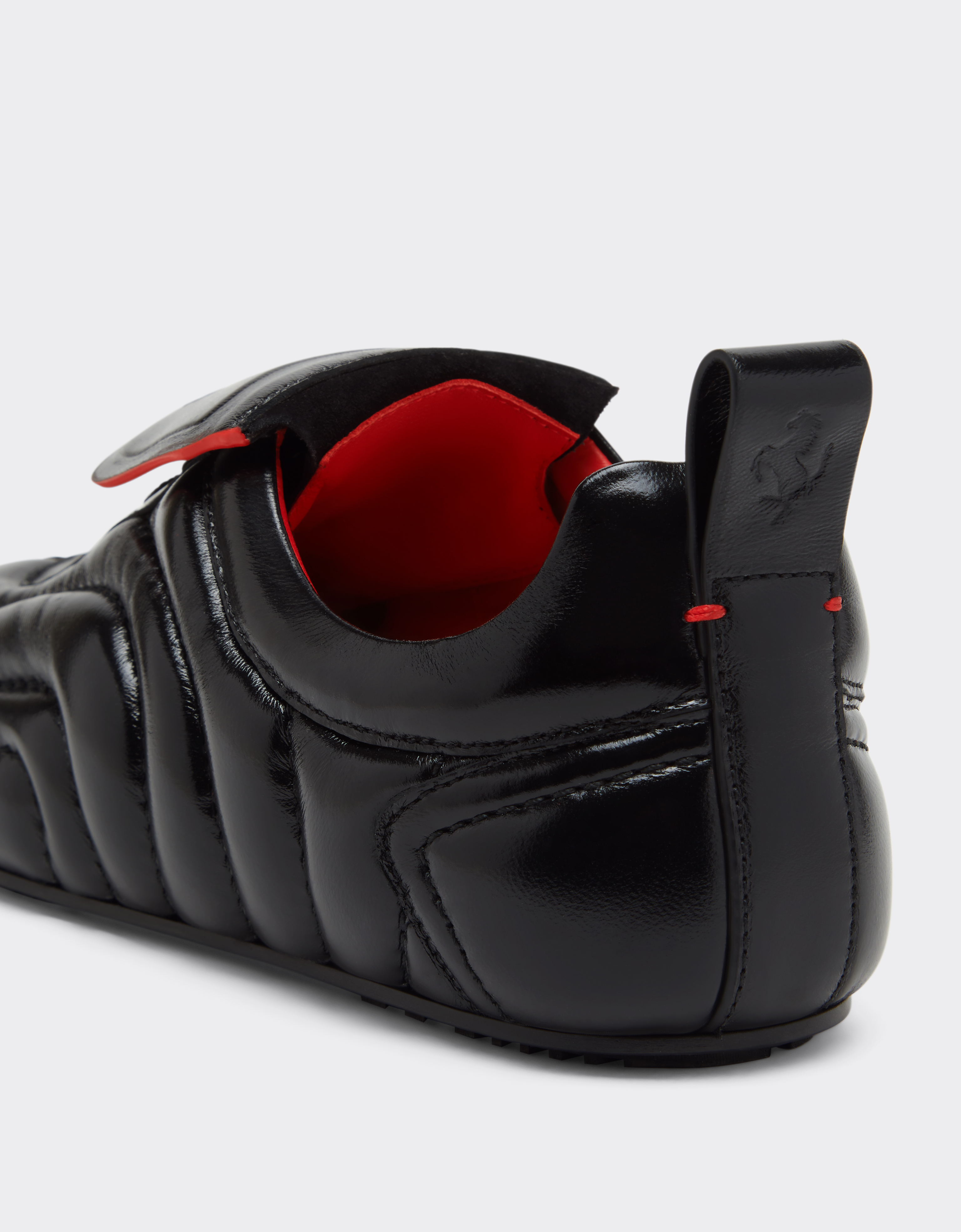 Ferrari Running Trainers In Wet-effect Leather In Black