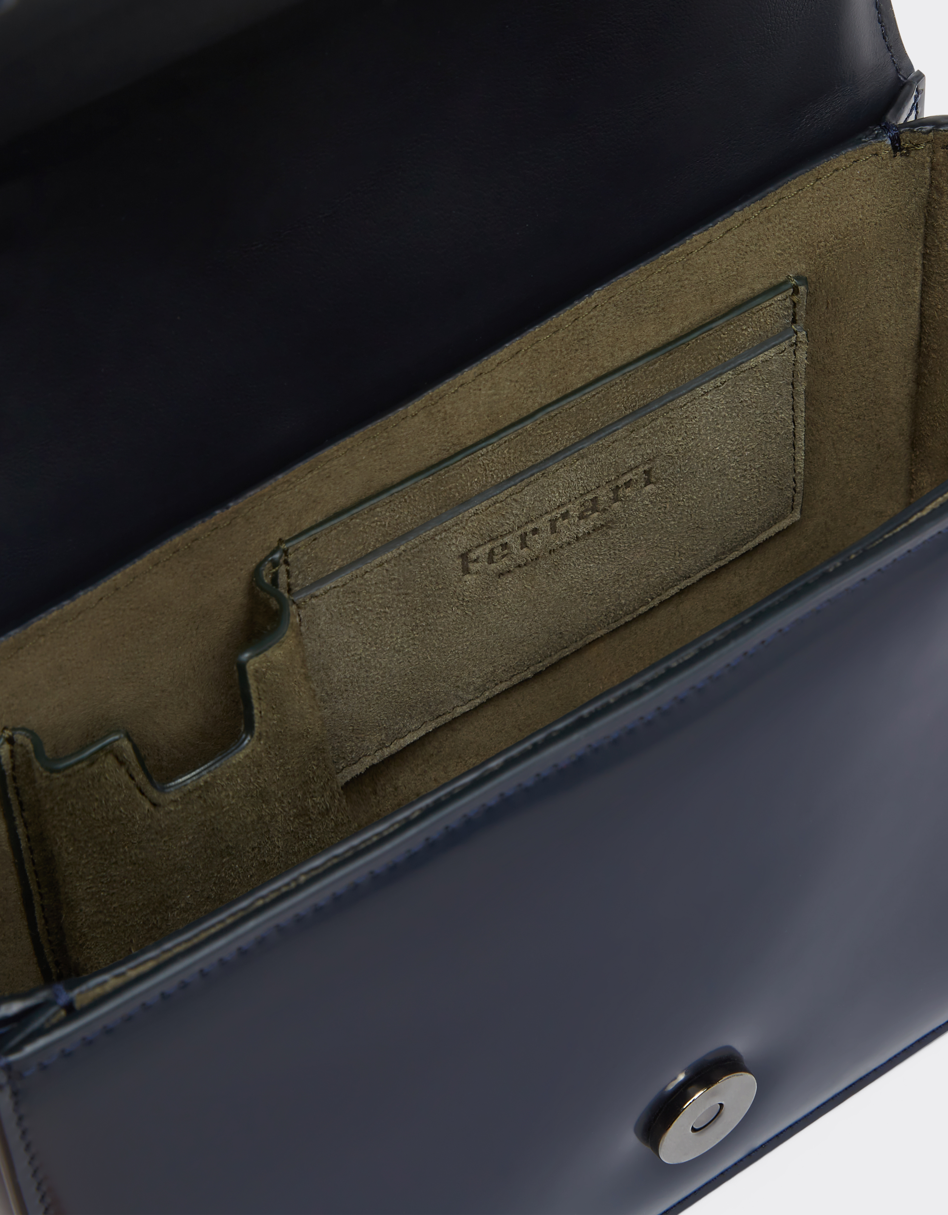 Ferrari Gt Crossbody Bag In Brushed Leather In Navy