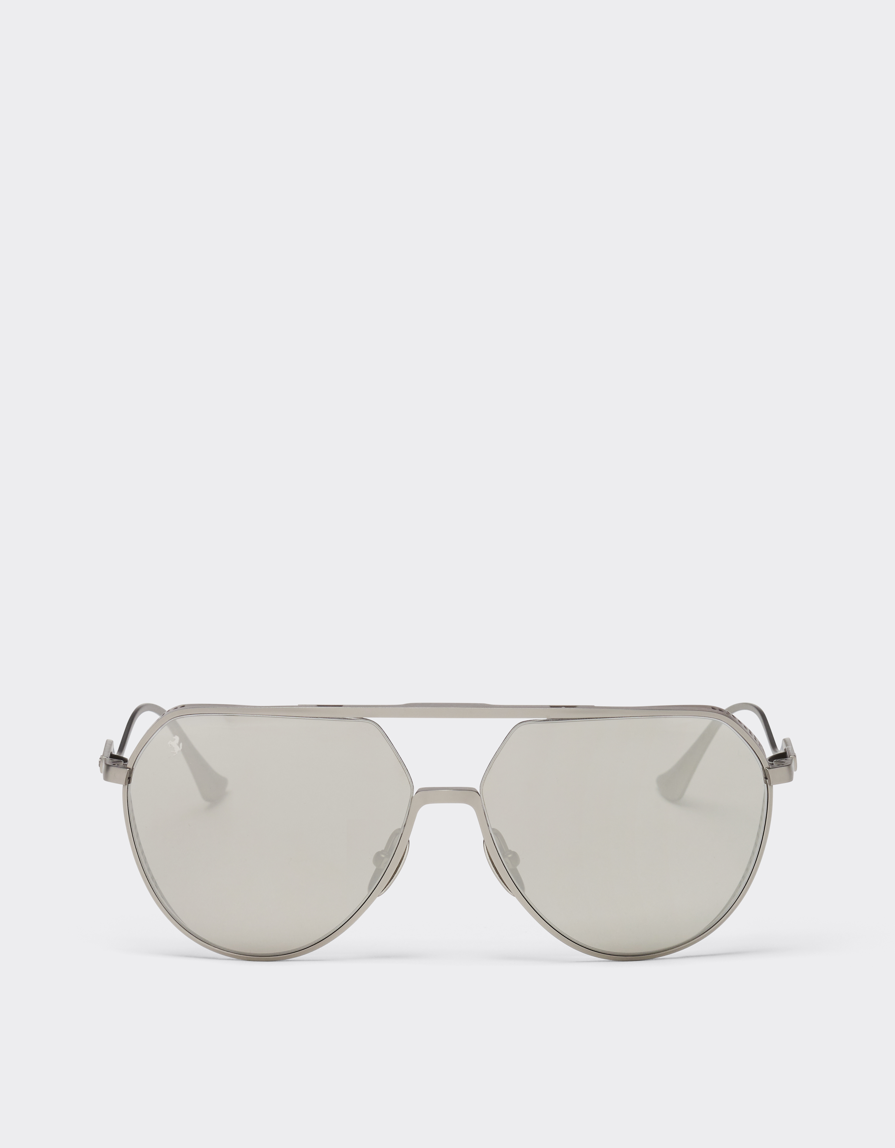 Ferrari Unisex Ingrid Sunglasses In Matt Silver-Tone Titanium With Silver Mirror Lenses - Collection Os