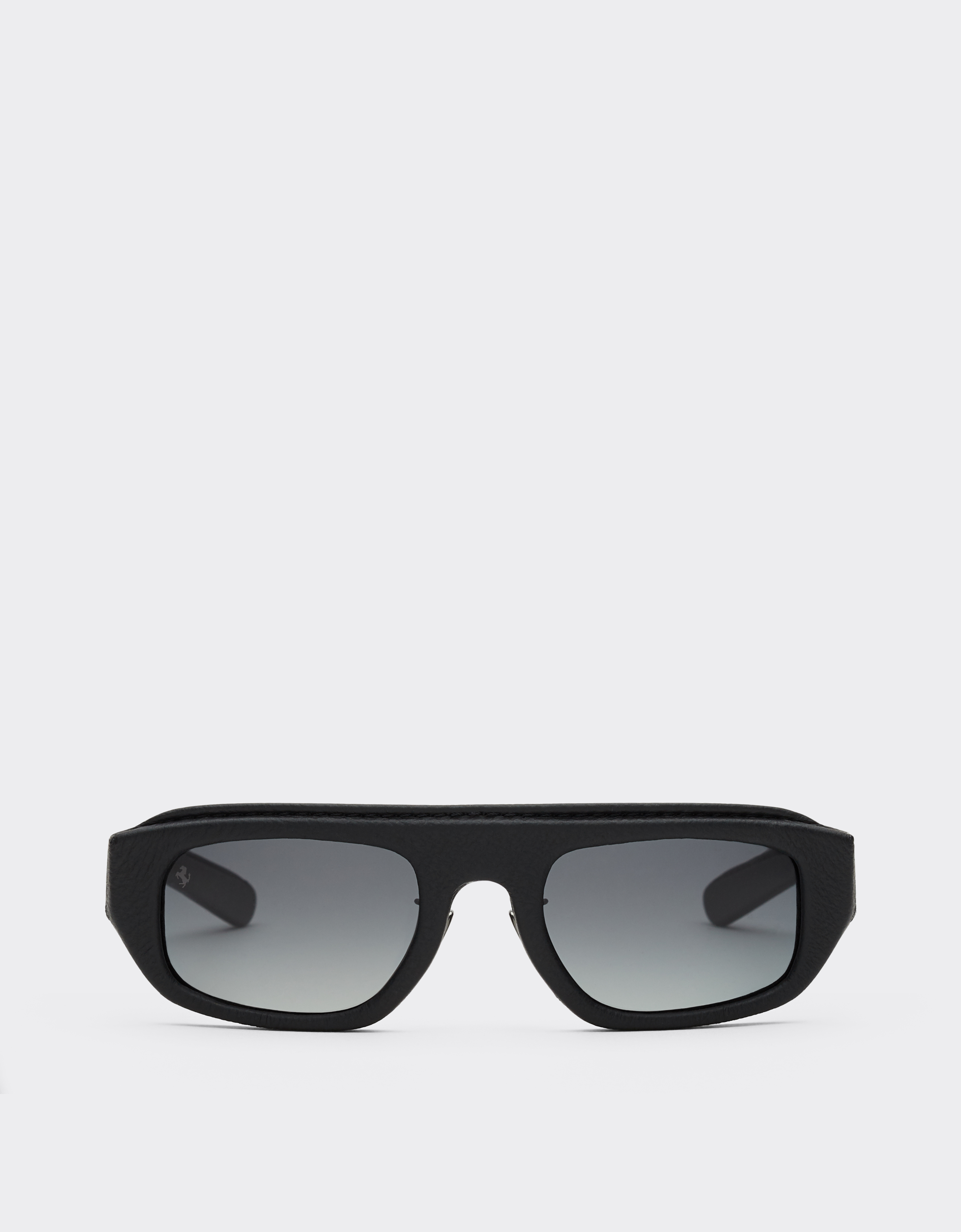 Ferrari Black  Sunglasses In Acetate And Leather With Polarised Grey Gradient Lens In Black