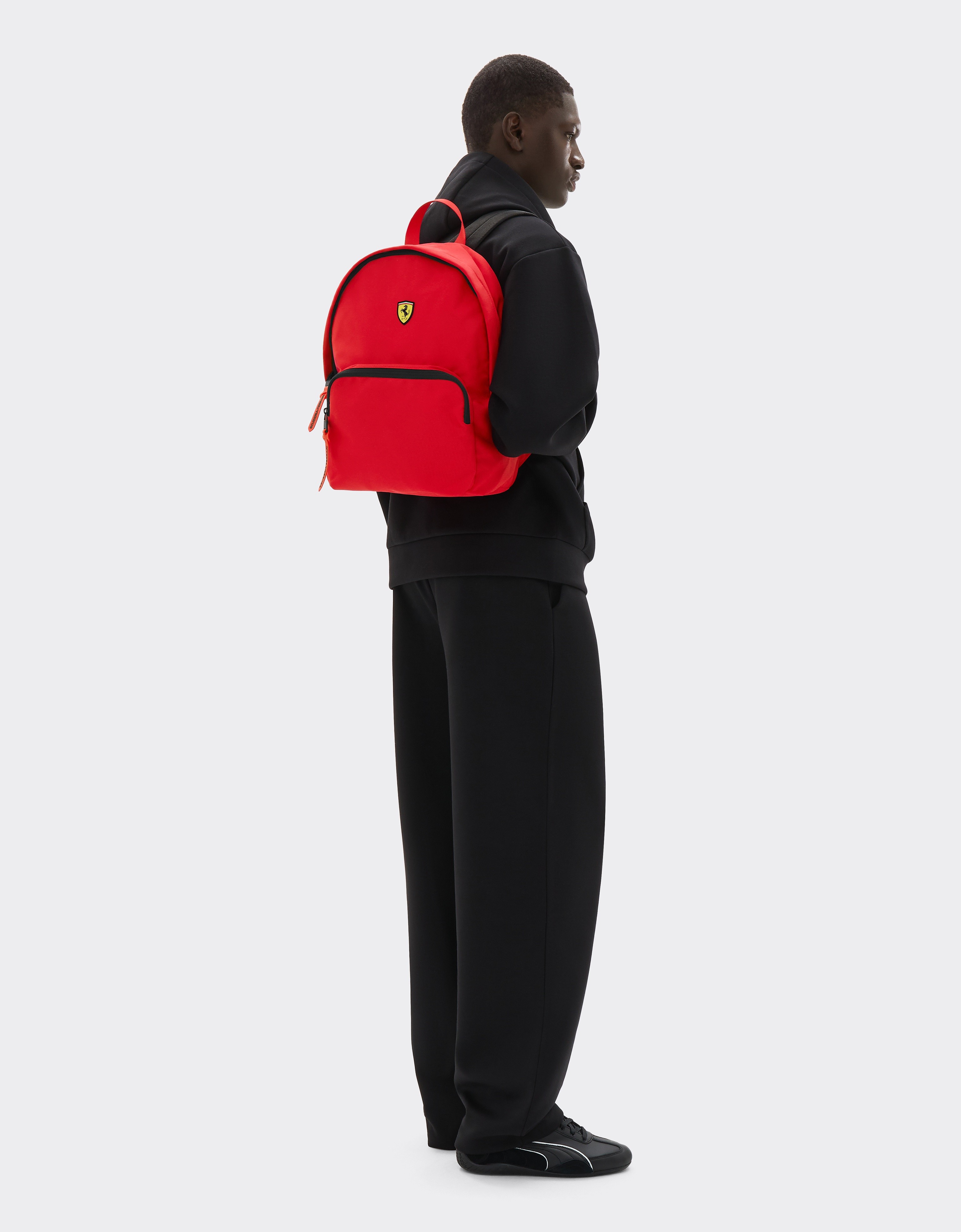  Ferrari Technical Fabric Backpack With Ferrari Scudetto -   Rosso Os 