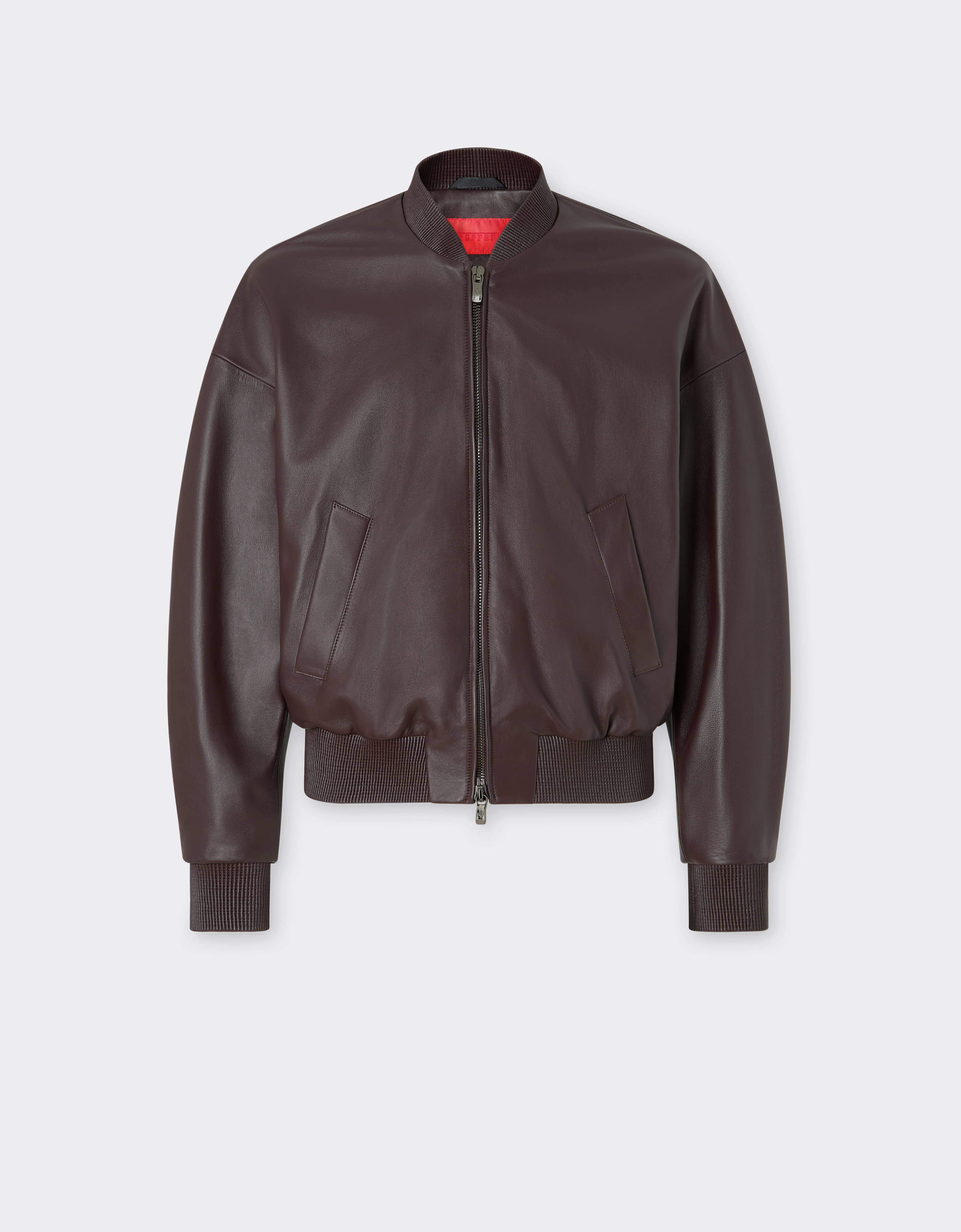 Ferrari Men's Espresso Bomber Jacket In Nappa And Suede - Jackets & Outerwear 46
