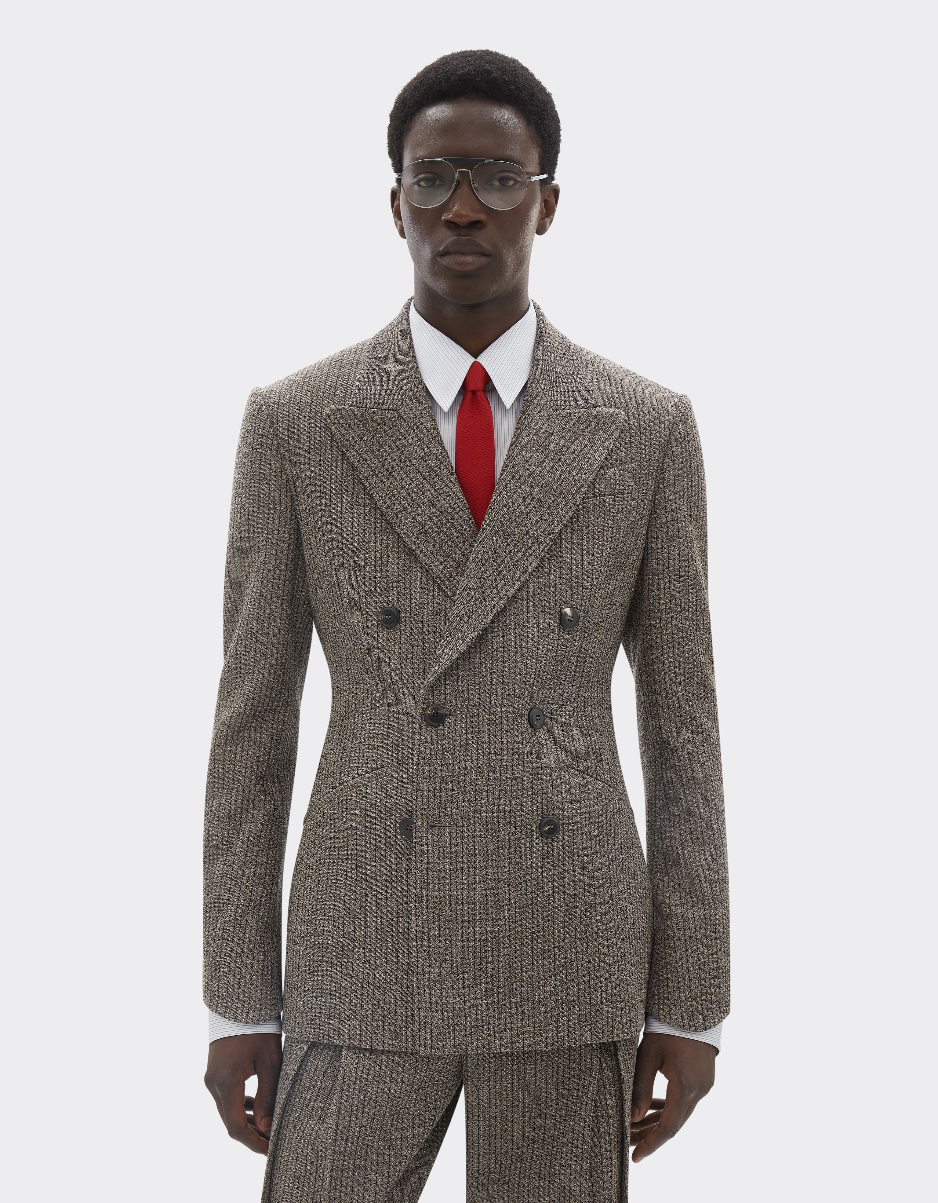 Ferrari Double-breasted Blazer In Mélange Wool In Gray