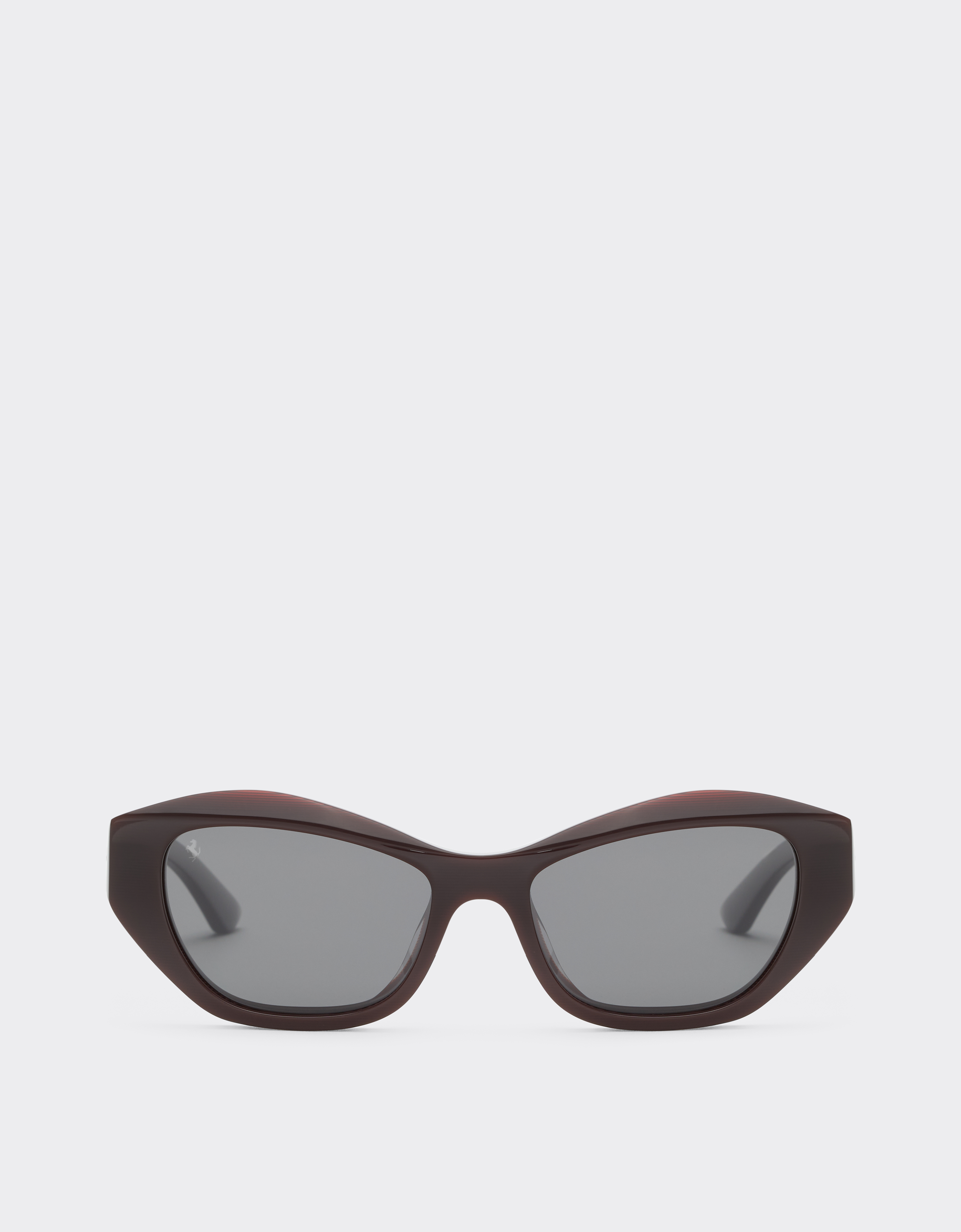 Ferrari Women's Rosso Scuro Sunglasses In Red Stripedacetate With Black Polarized Lenses - Sunglasses Os