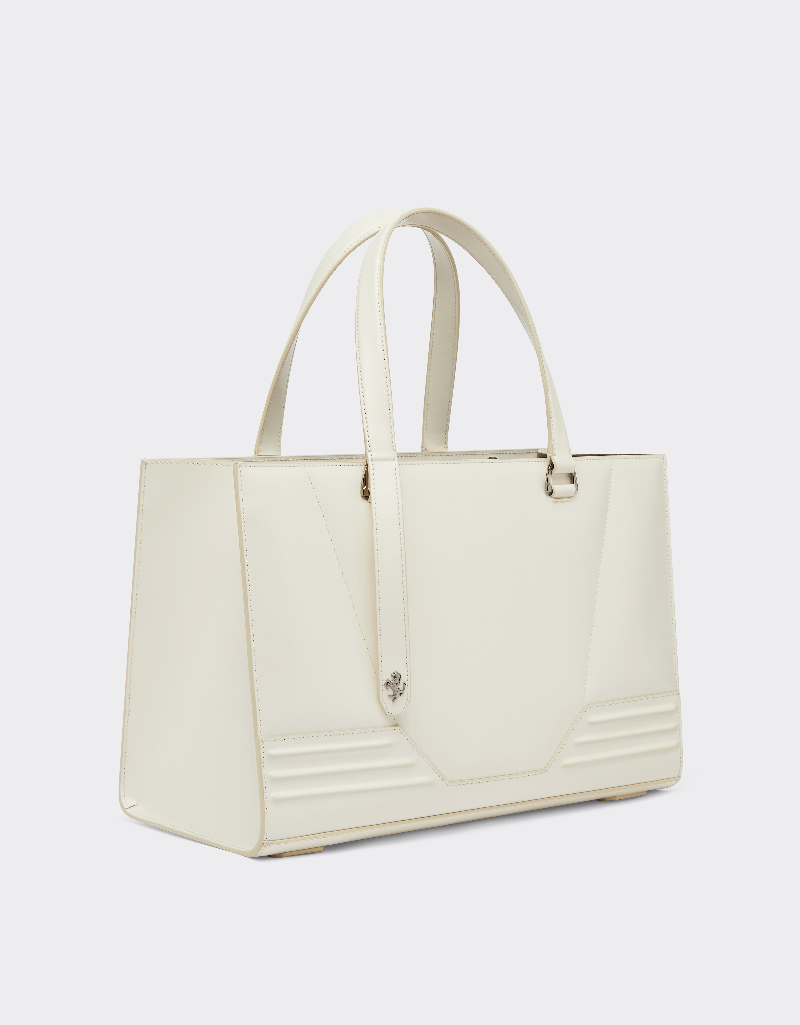 Ferrari Gt Brushed Leather Tote Bag In Ivory