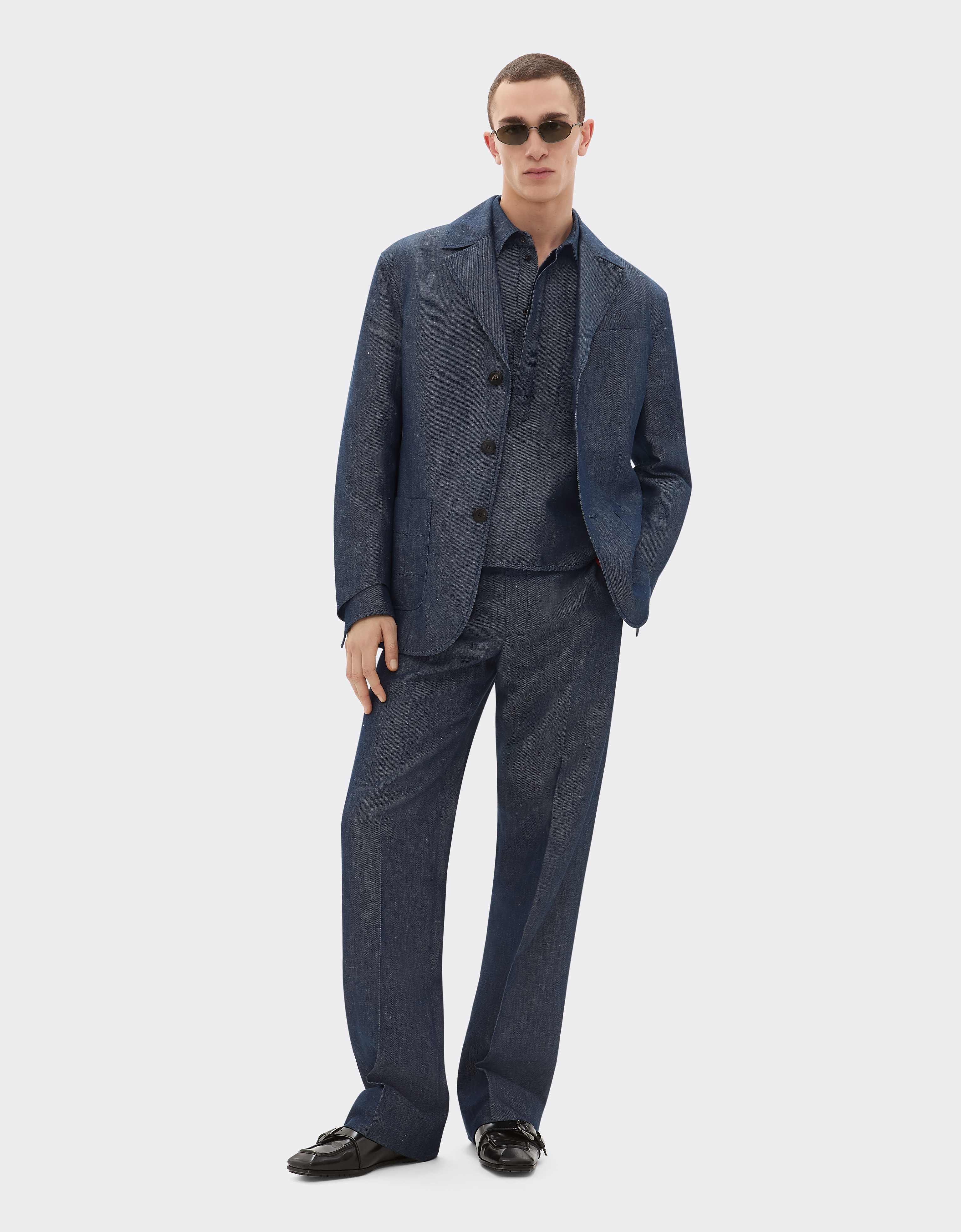 Ferrari Blazer In Denim Effect Tricotine