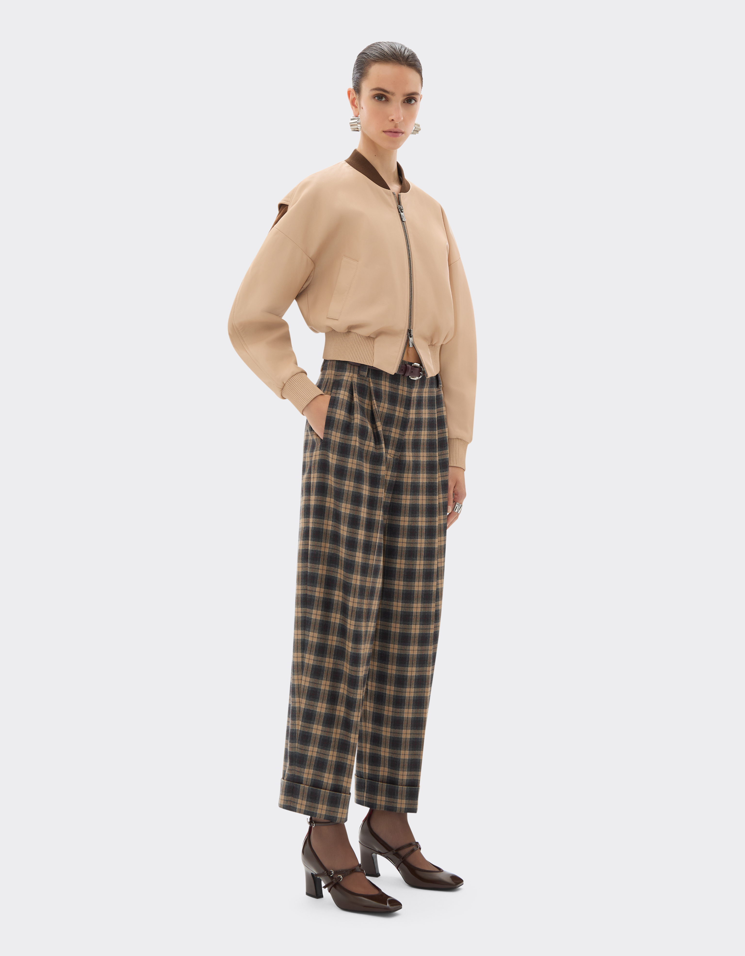 Ferrari Tartan Wool Trousers In Gray