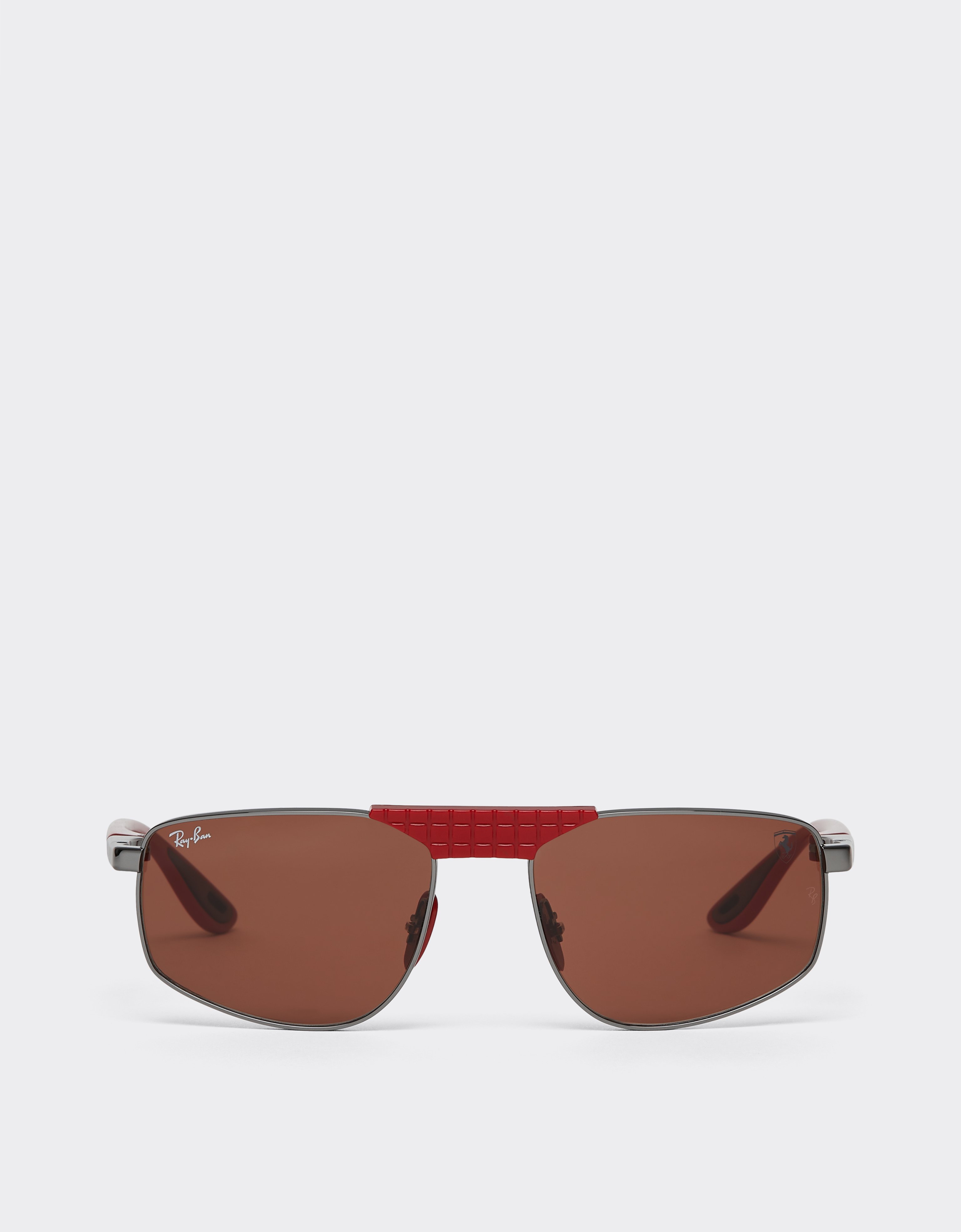 Ferrari Ray-ban For Scuderia Rb3776m In And Red Metal With Red Lenses In Gray