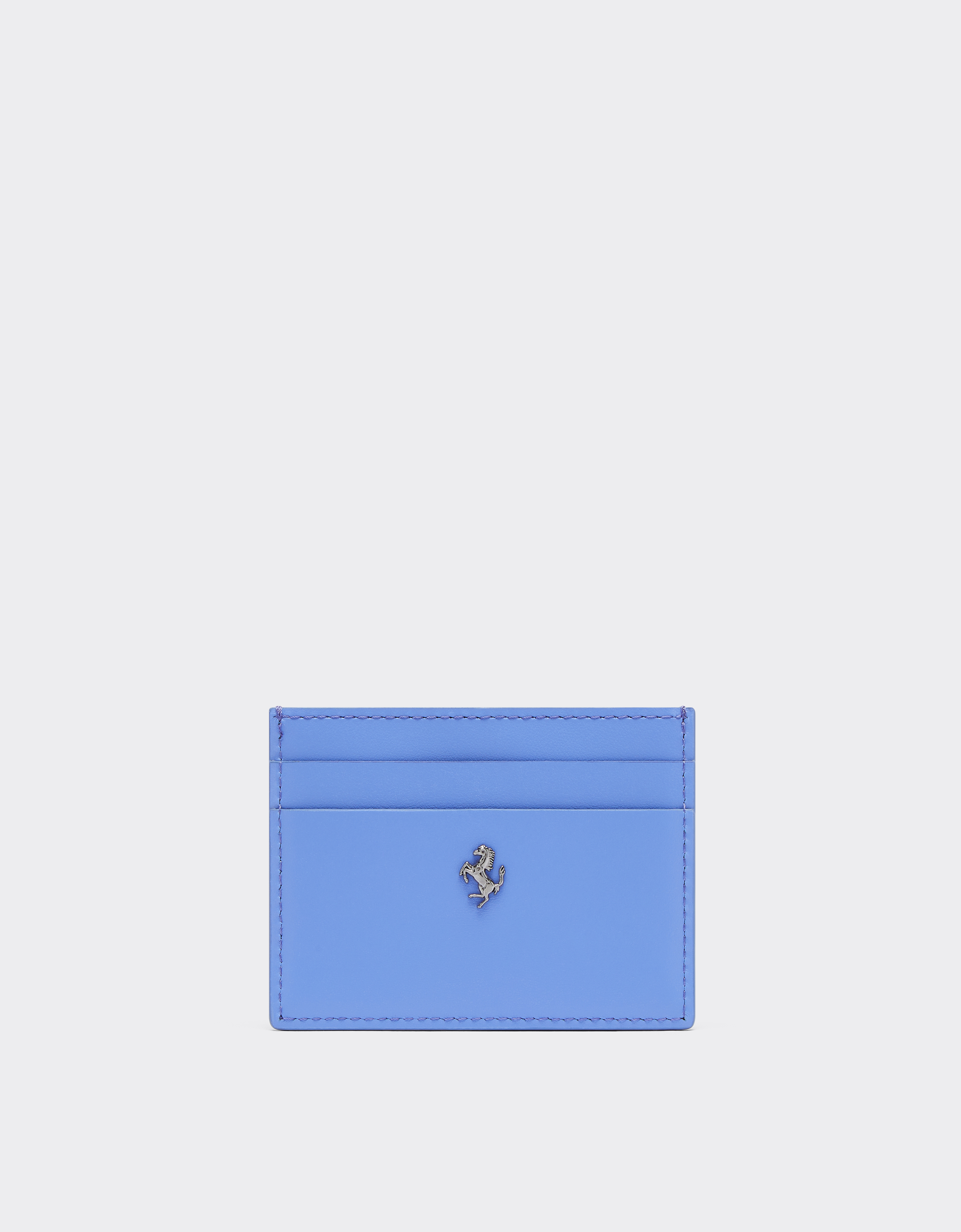 Ferrari Gt Card Case In Smooth Leather In Cyan