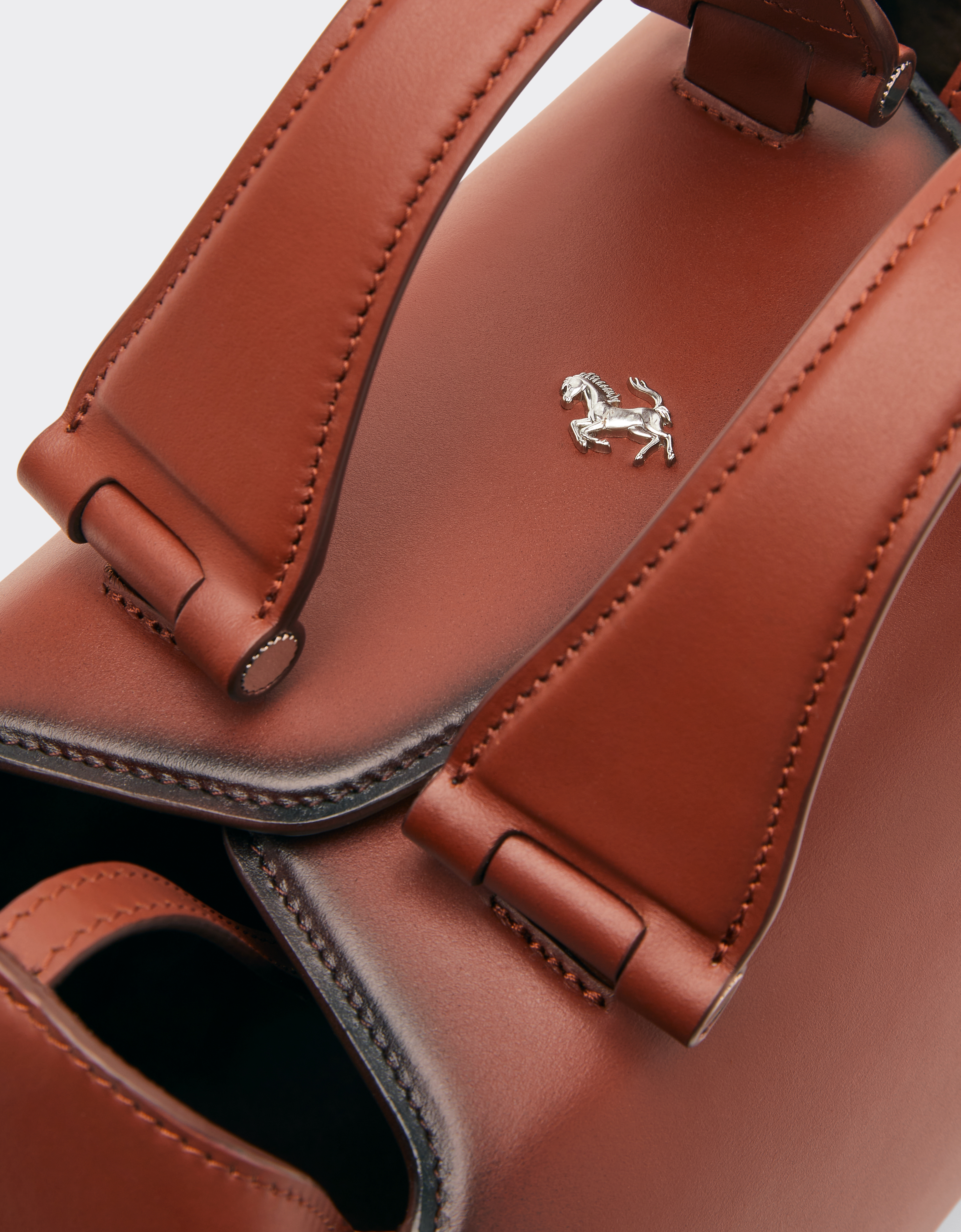 Ferrari La  Dino Bowling Bag In Gradient Leather In Brown