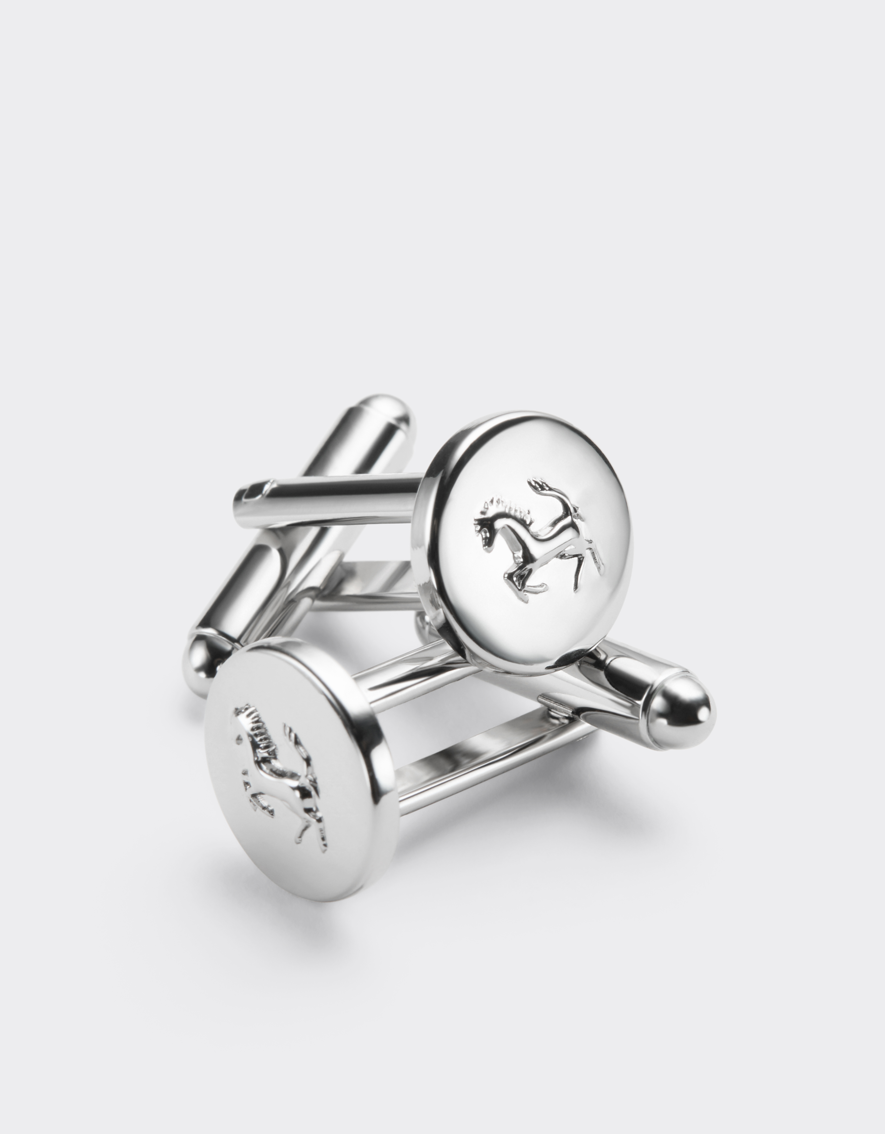 Ferrari Metal Cufflinks In Silver