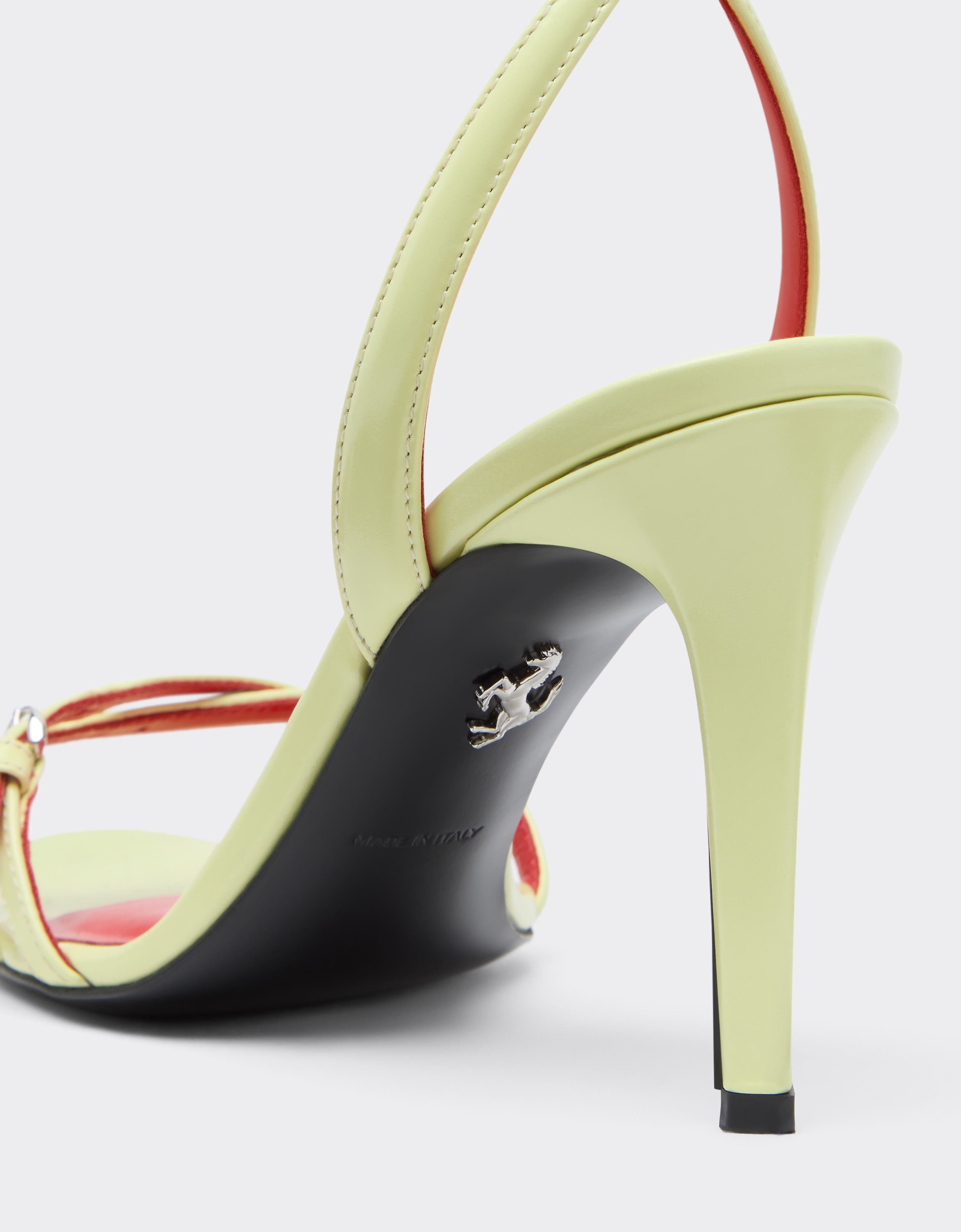 Ferrari Glossy Leather Sandals In Green