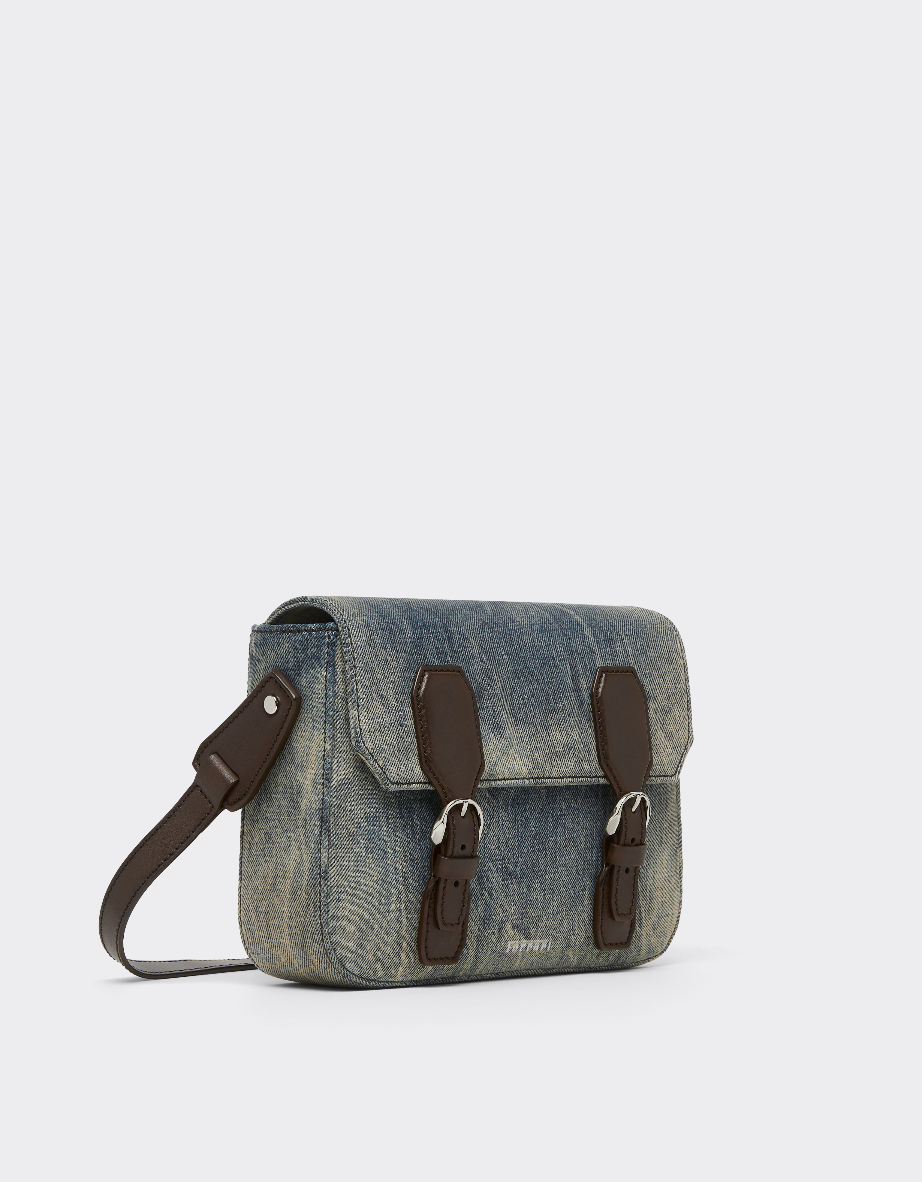  Ferrari Messenger Bag Aus Acidowaschene Denim - Male Reisetaschen Blu Denim Os 