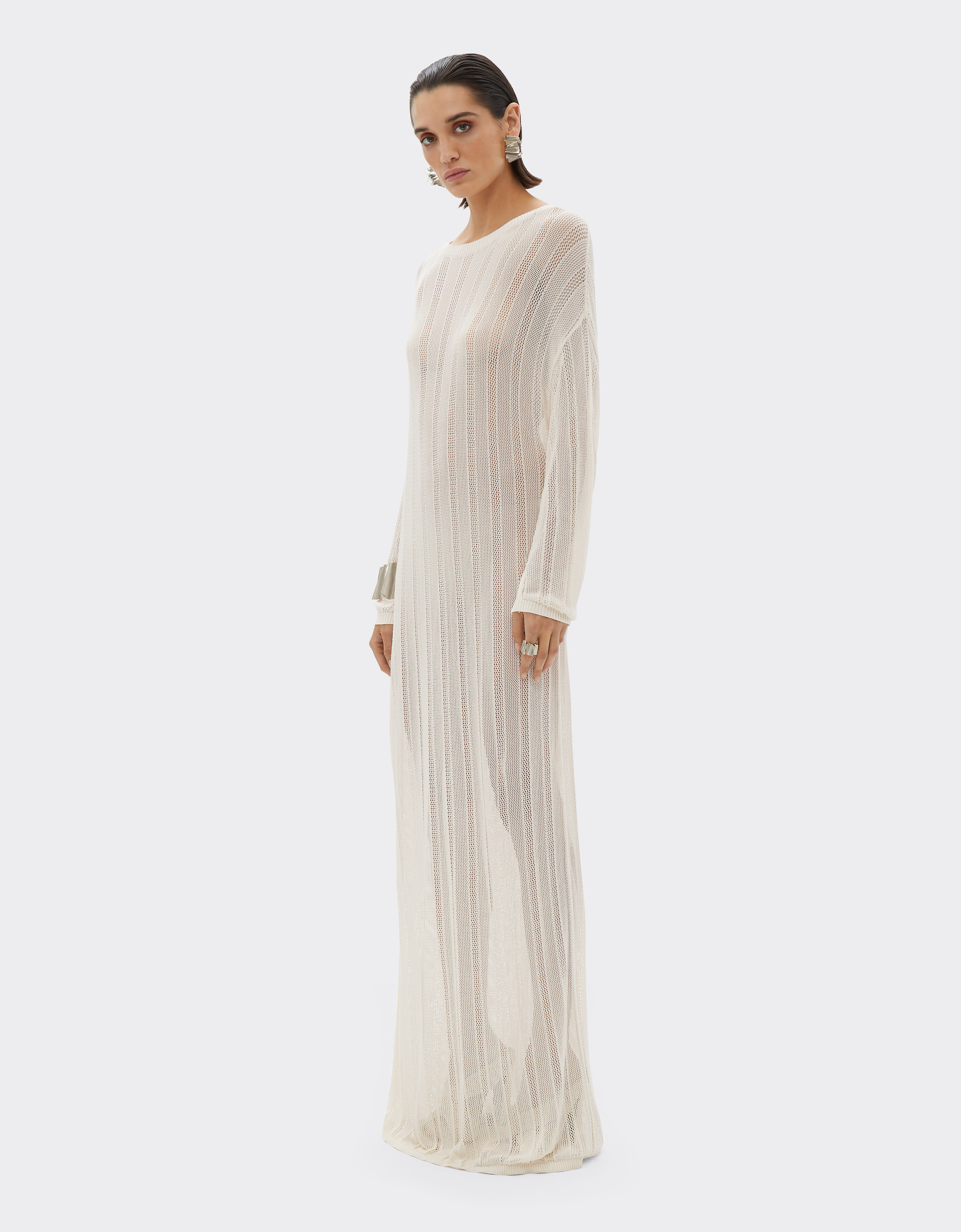 Ferrari Midi Dress In Perforated Q-cycle® Fabric In Ecru