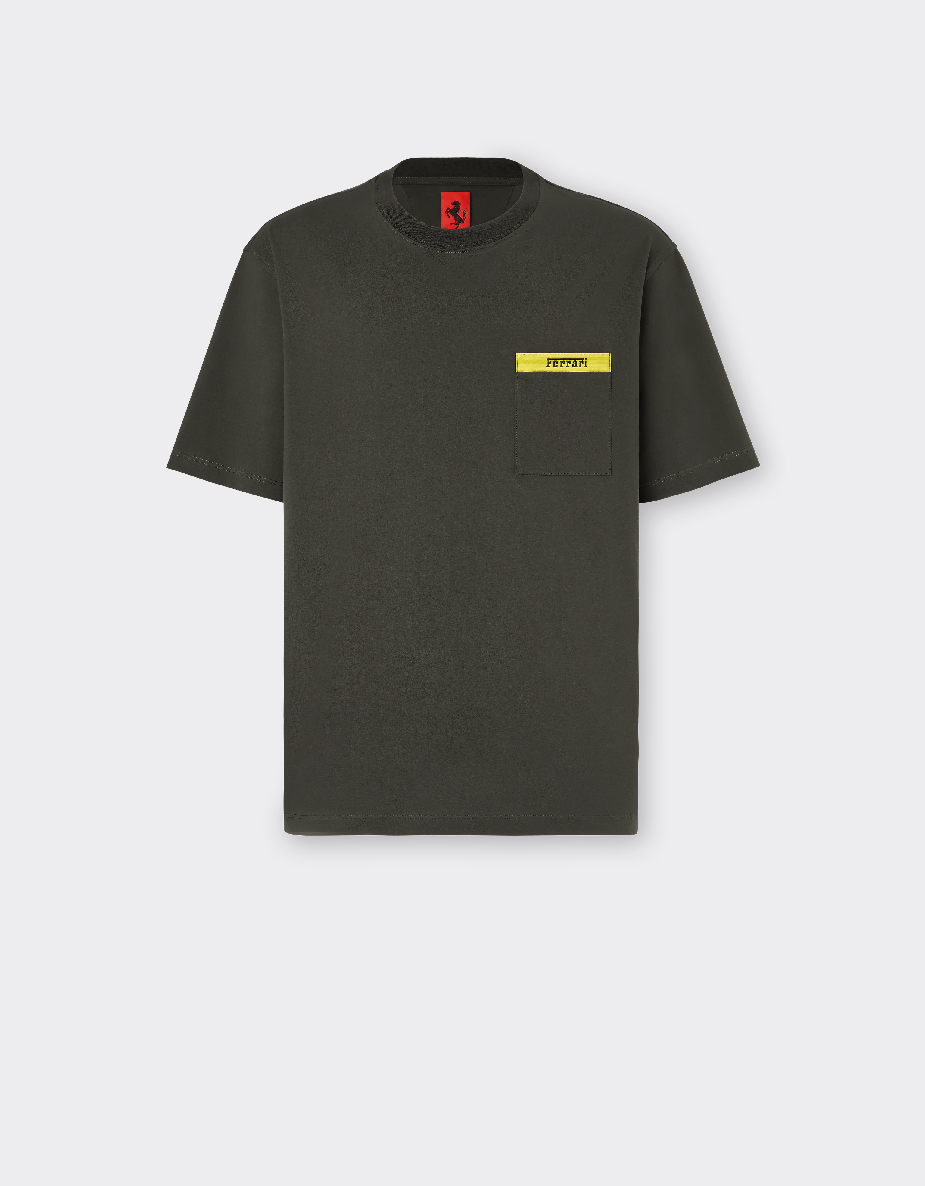 Shop Ferrari Cotton T-shirt With Contrast Detail In Military