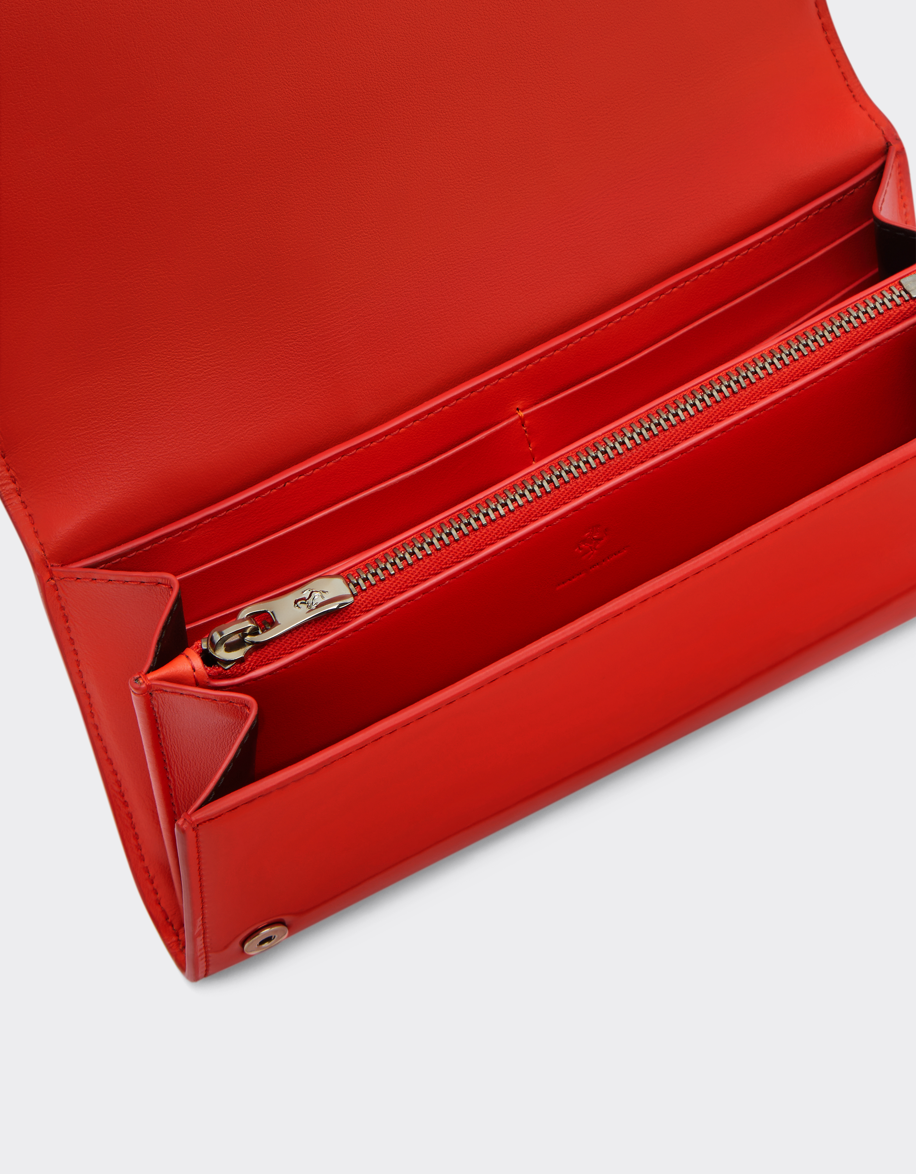 Ferrari Trifold Wallet In Patent Leather In Rosso Dino