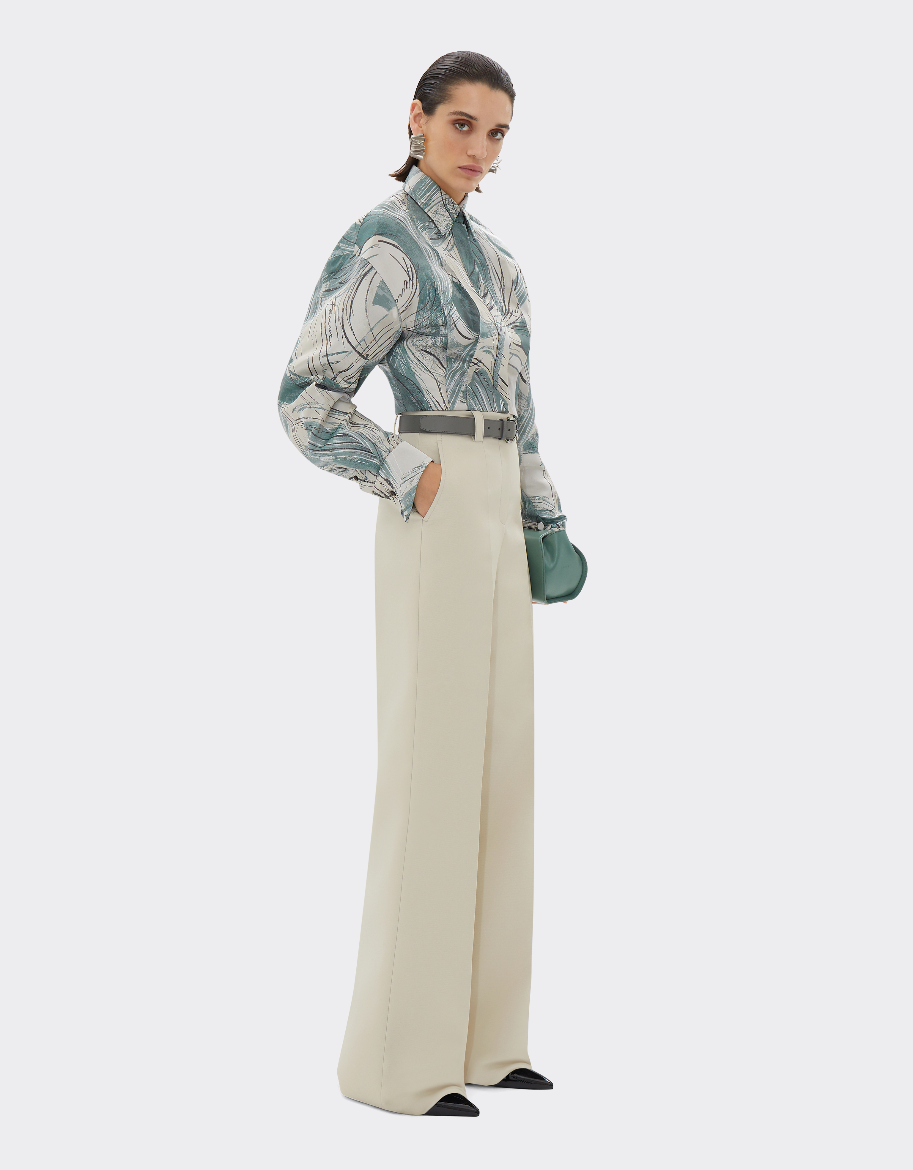 Ferrari Trousers In Two-tone Double-sided Tech Fabric In Ecru