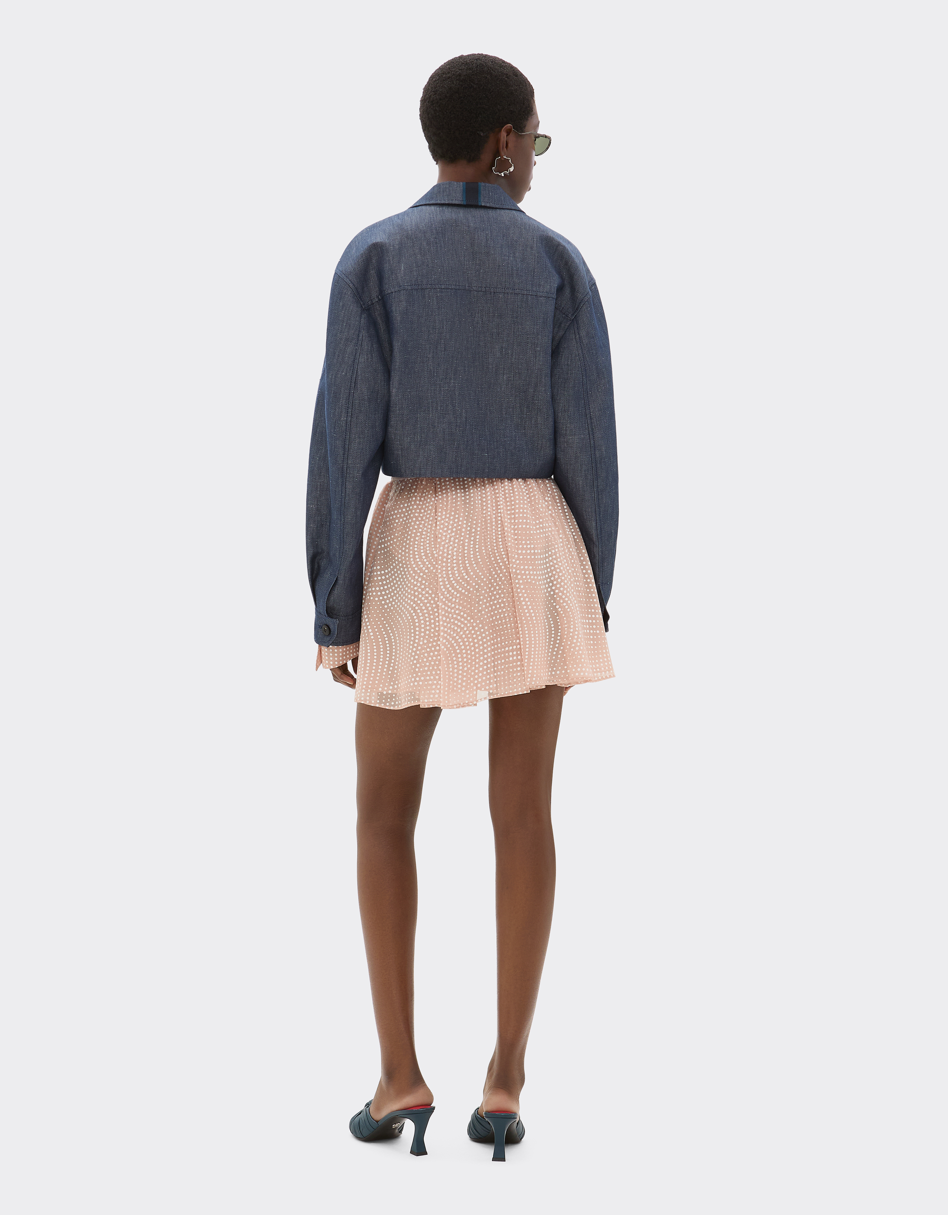 Ferrari Silk Voile Mini Skirt With Cavallino Dots Print