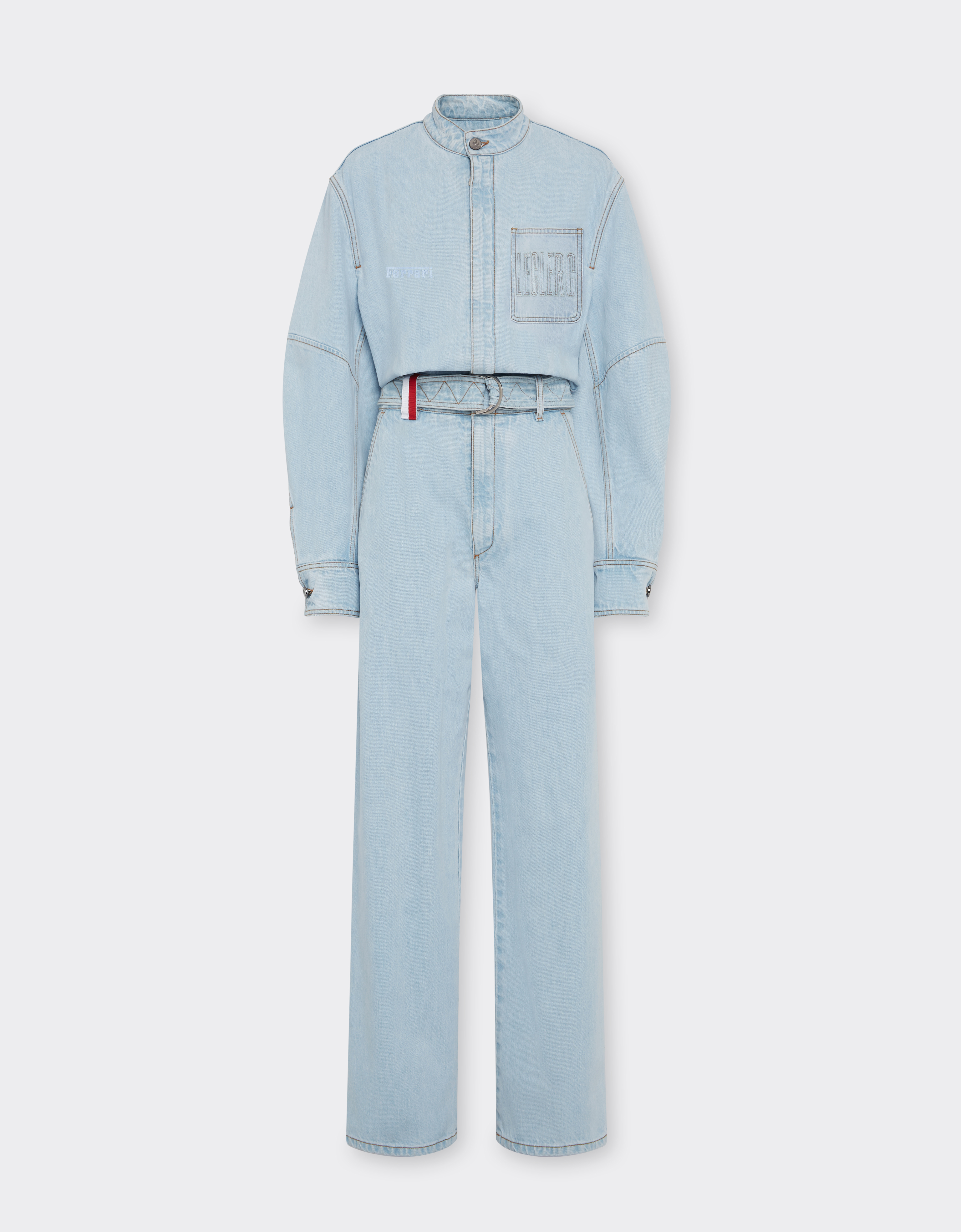 Ferrari X Charles Leclerc Stone-washed Denim Jumpsuit