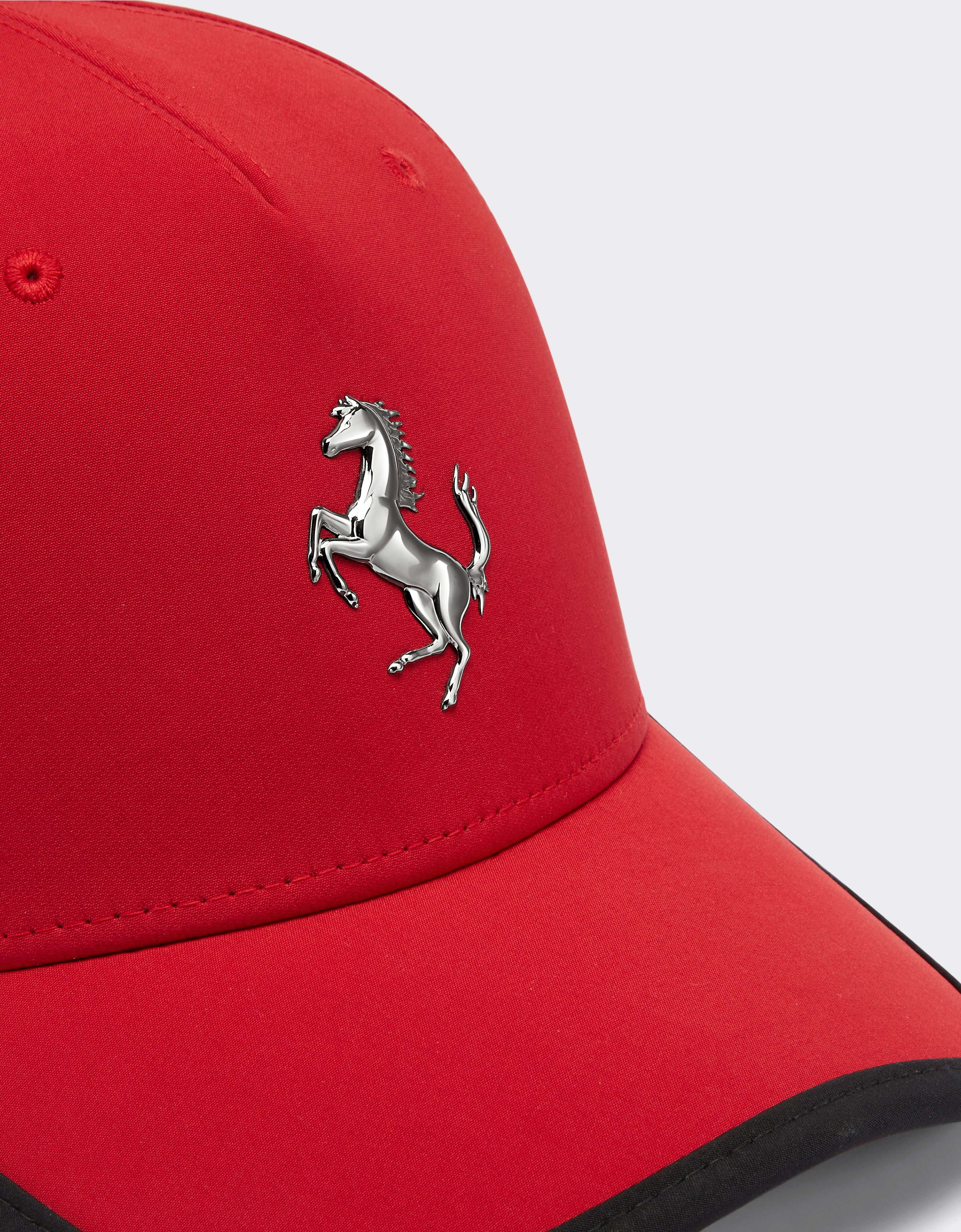 Ferrari Baseball Cap With Metal Prancing Horse In Red