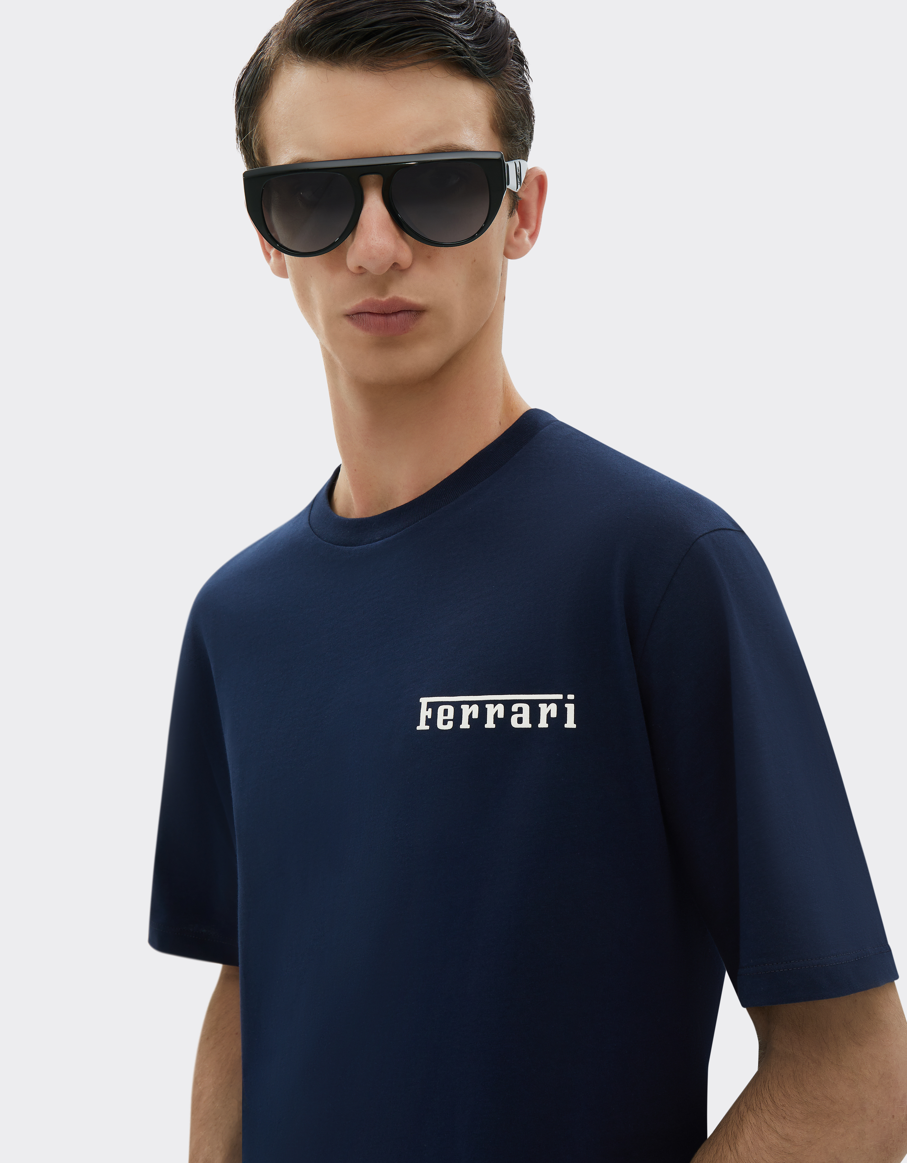 Ferrari Cotton T-shirt With  Logo In Blue