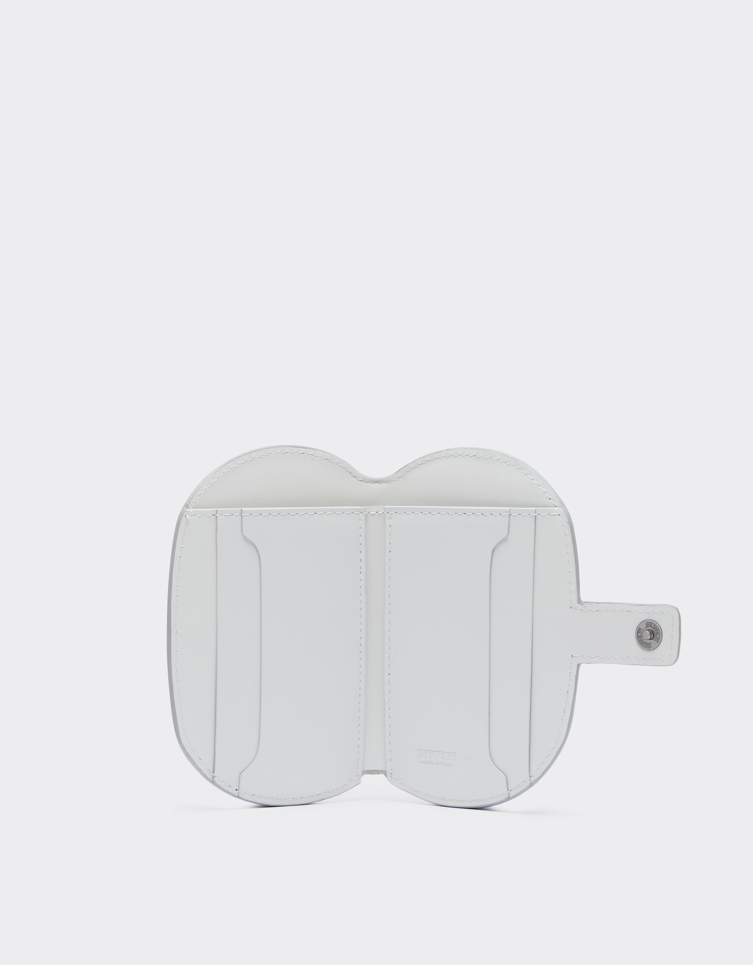 Ferrari Foldable Card Holder In Mirrored Leather In Silver