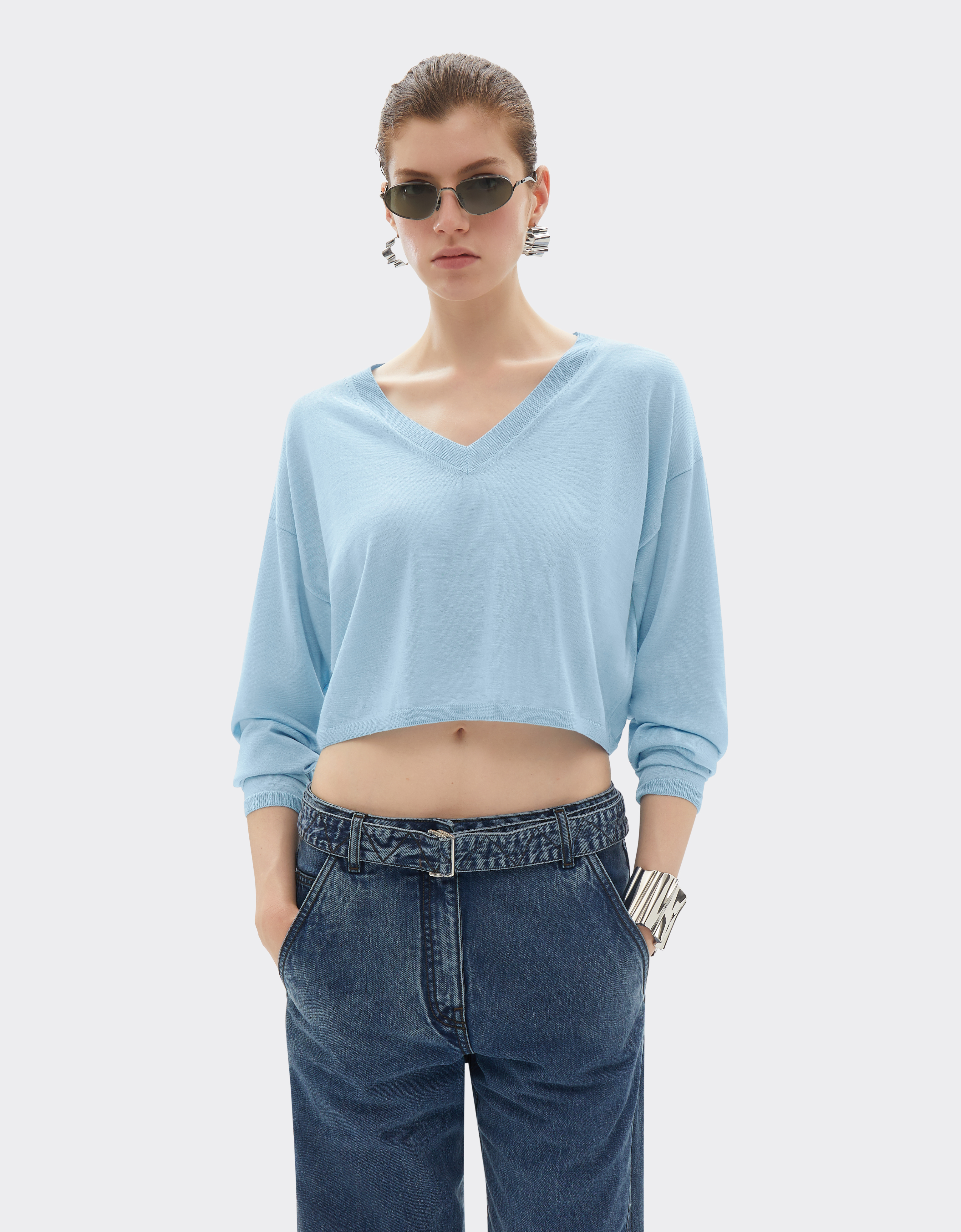 Ferrari Cropped Jumper In Cashmere And Silk