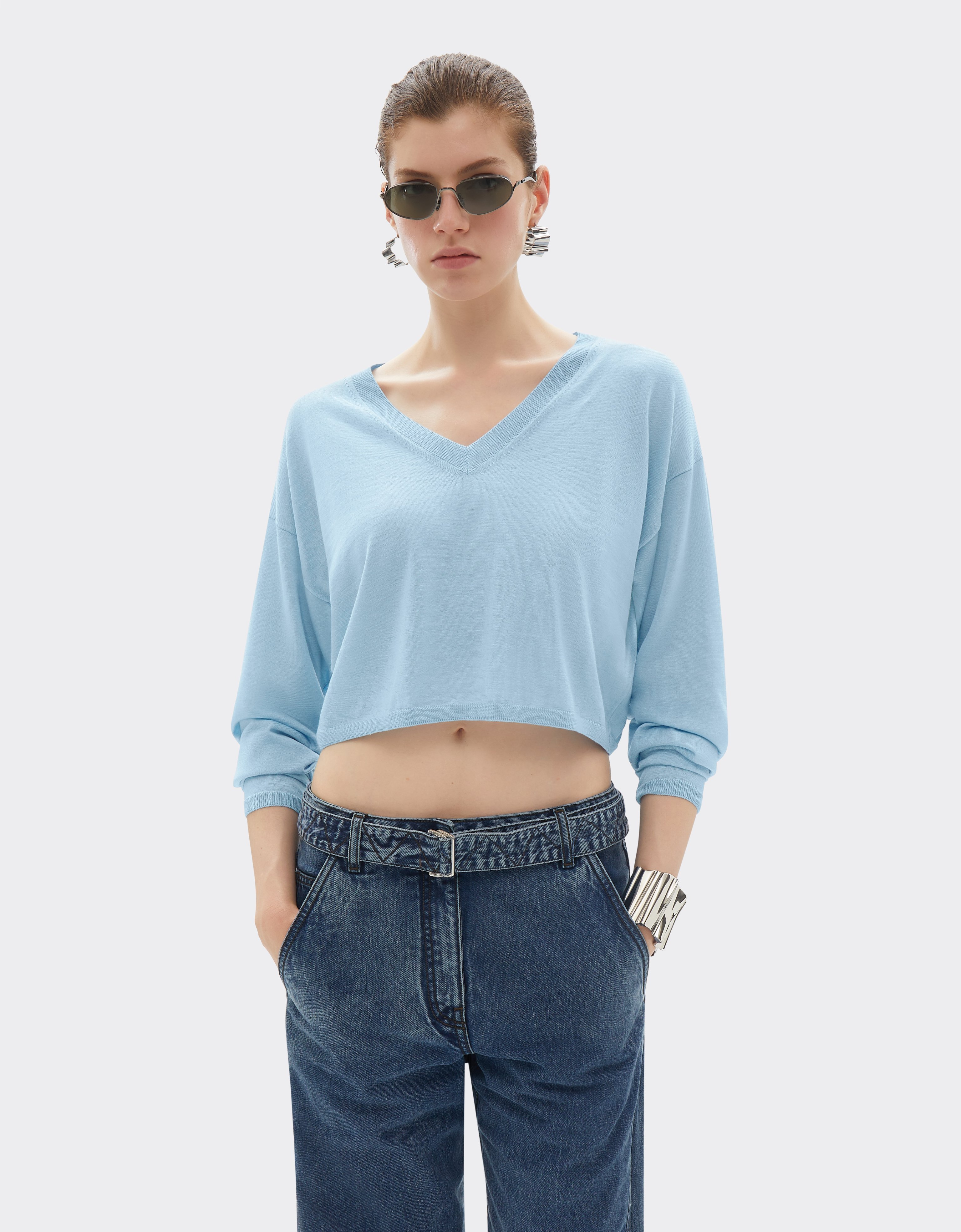 Ferrari Cropped Jumper In Cashmere And Silk