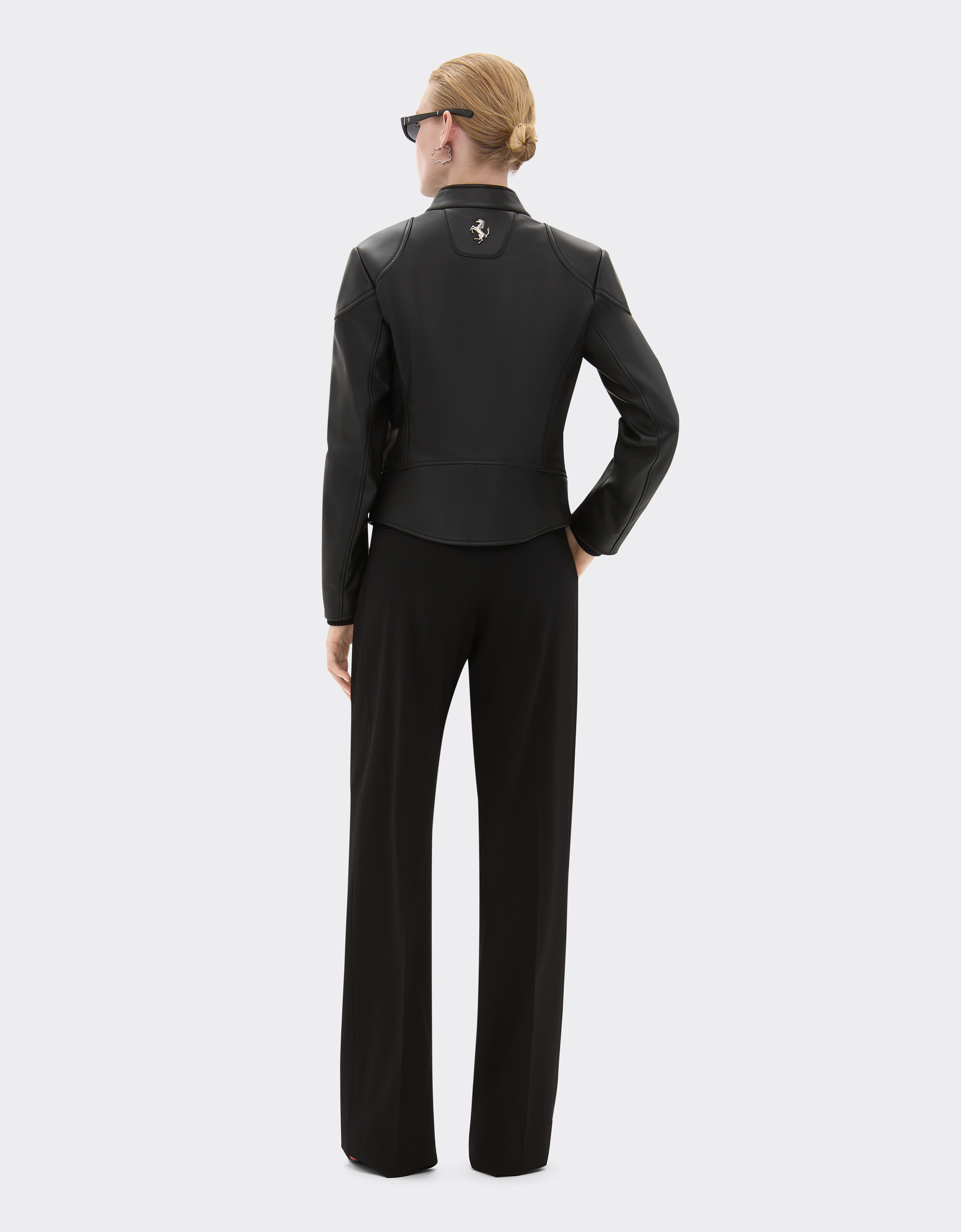 Ferrari Leather Jacket With Padded Shoulders In Black