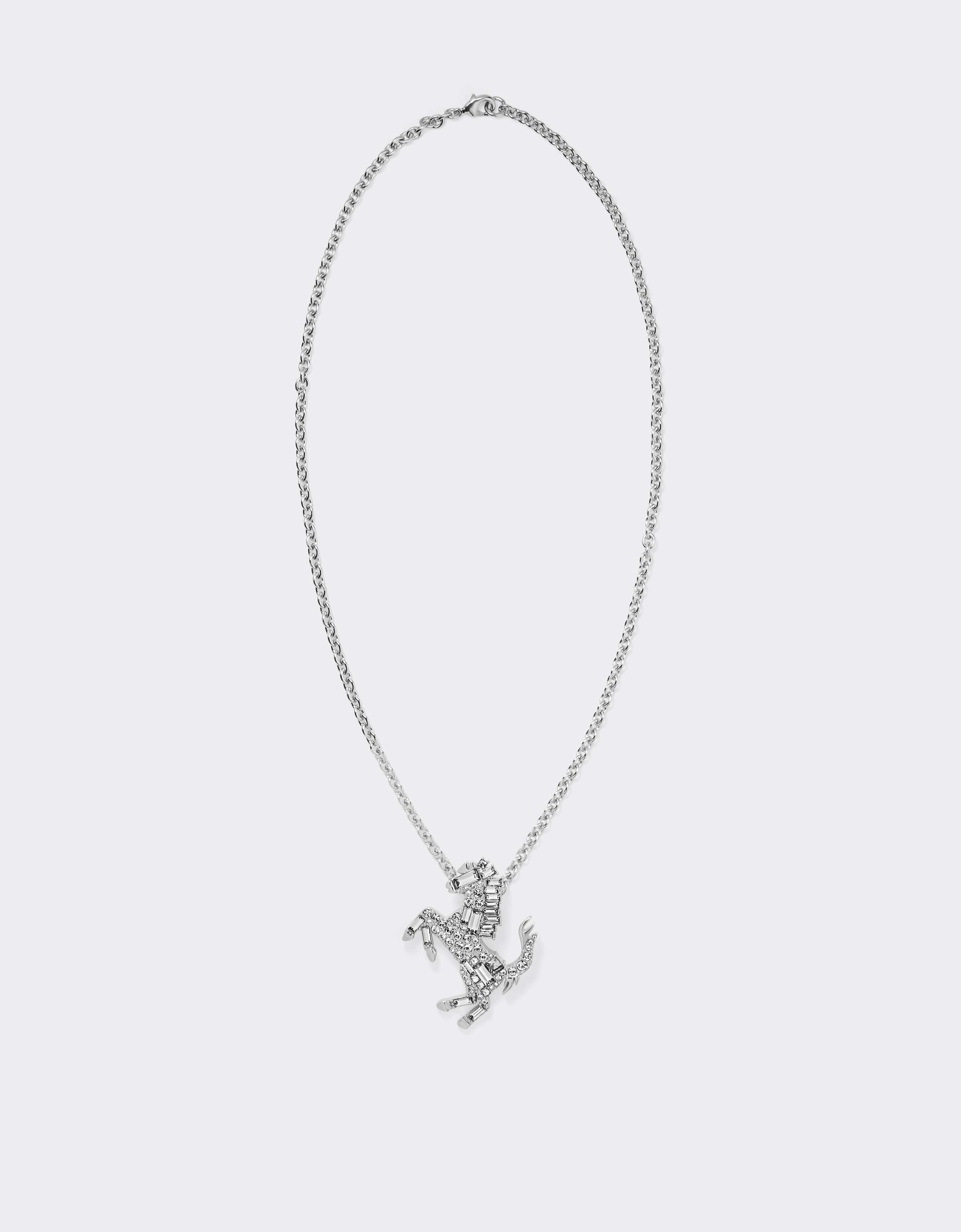 Ferrari Prancing Horse Rhinestone Necklace In Gray