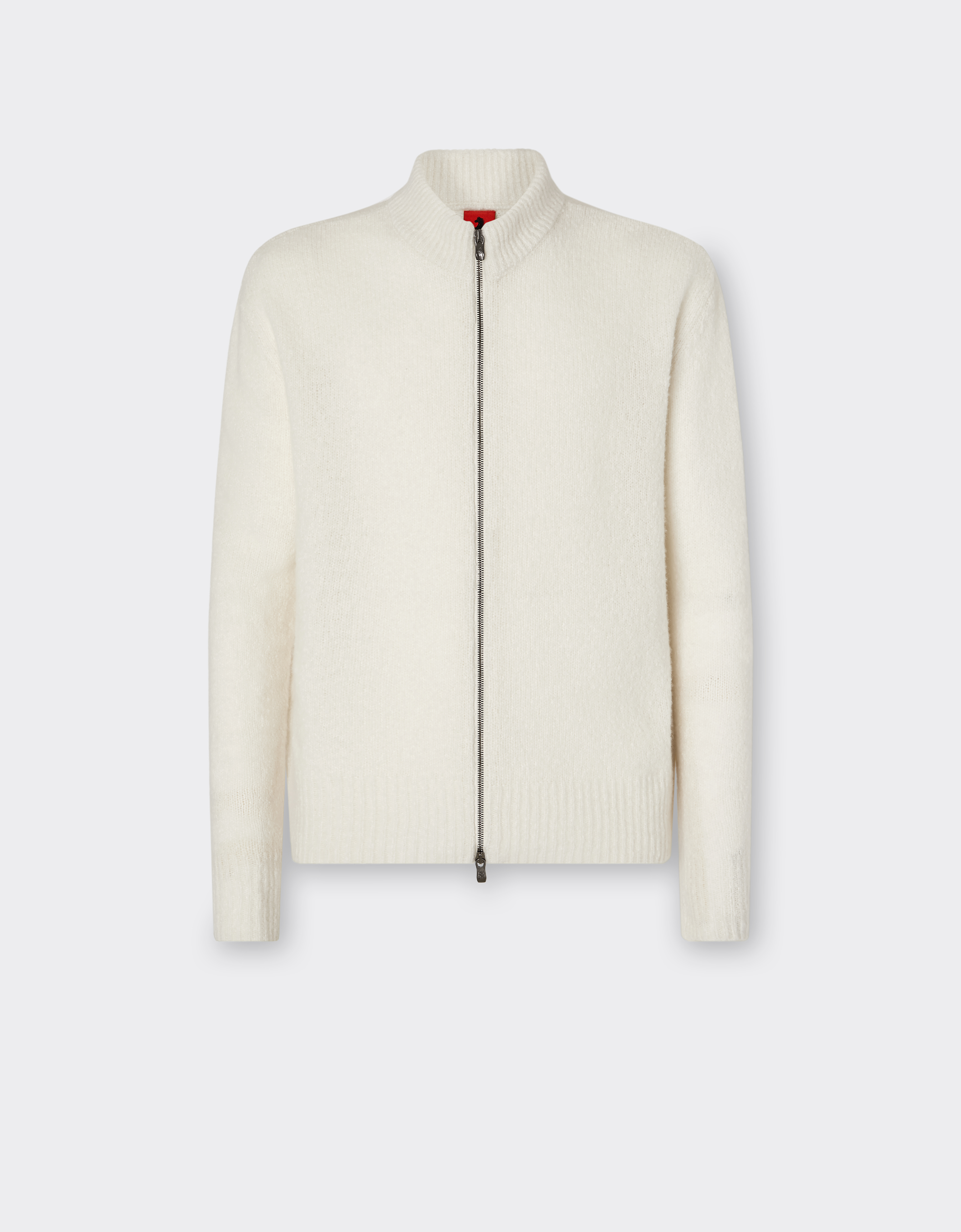 Ferrari Cashmere And Merino Wool Zipped Cardigan In Ivory
