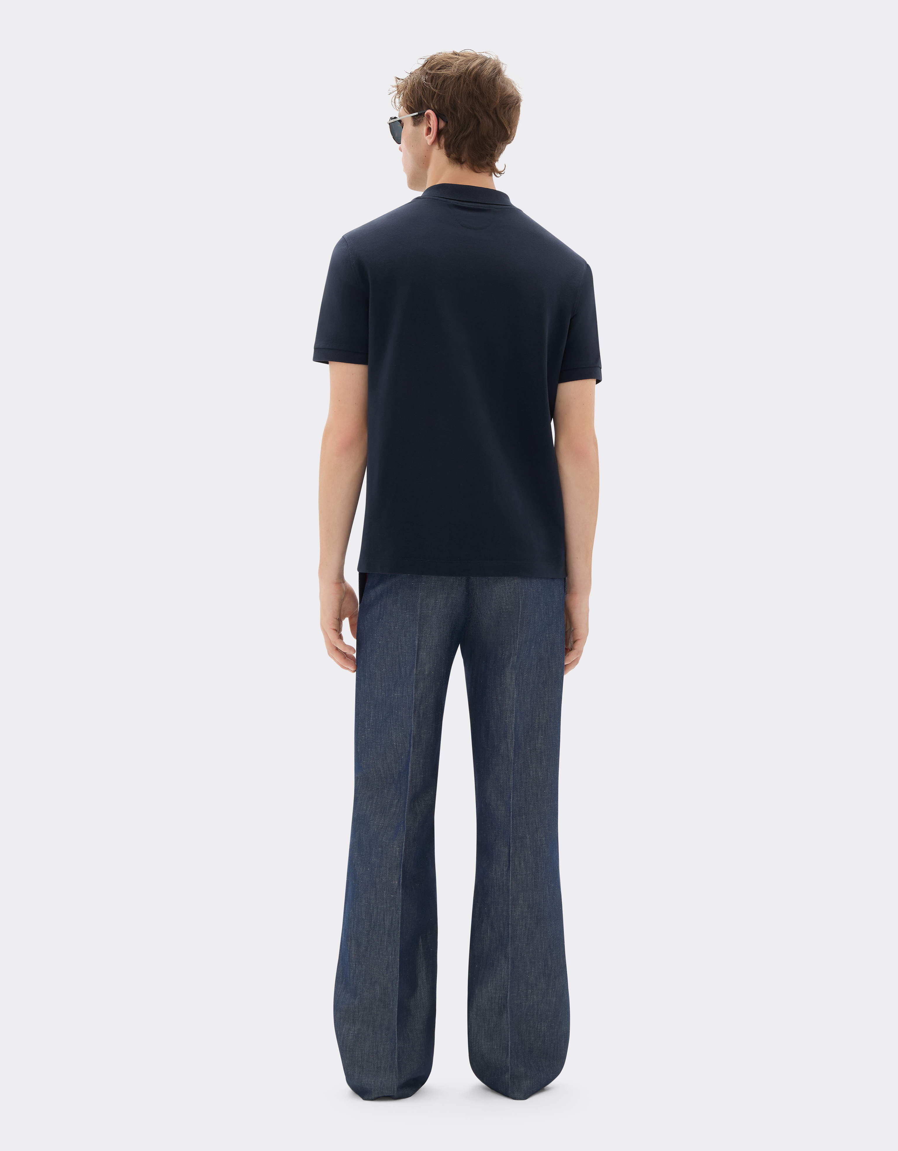 Ferrari Cotton Polo Shirt With  Logo In Navy