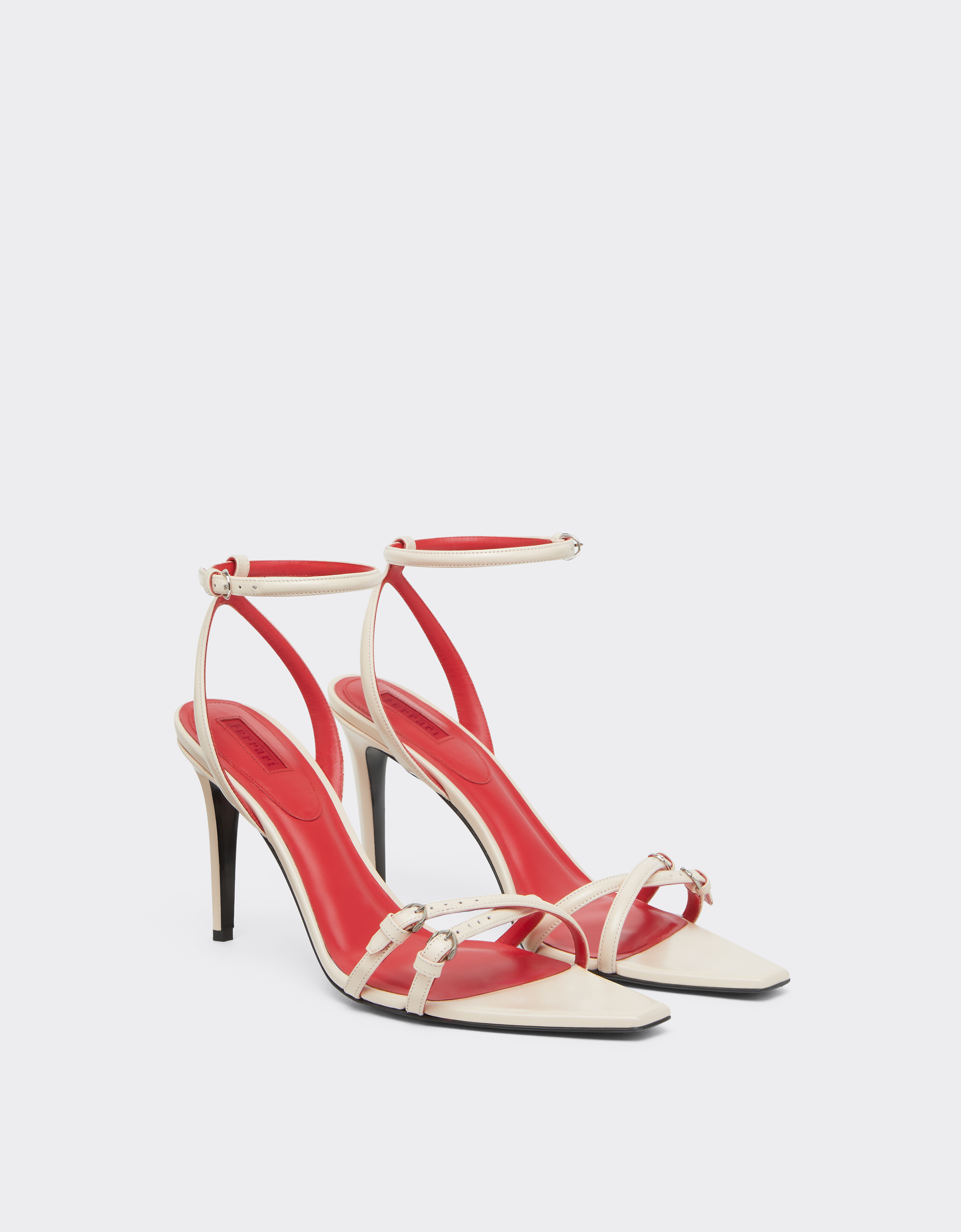 Ferrari Glossy Leather Sandals In Pink
