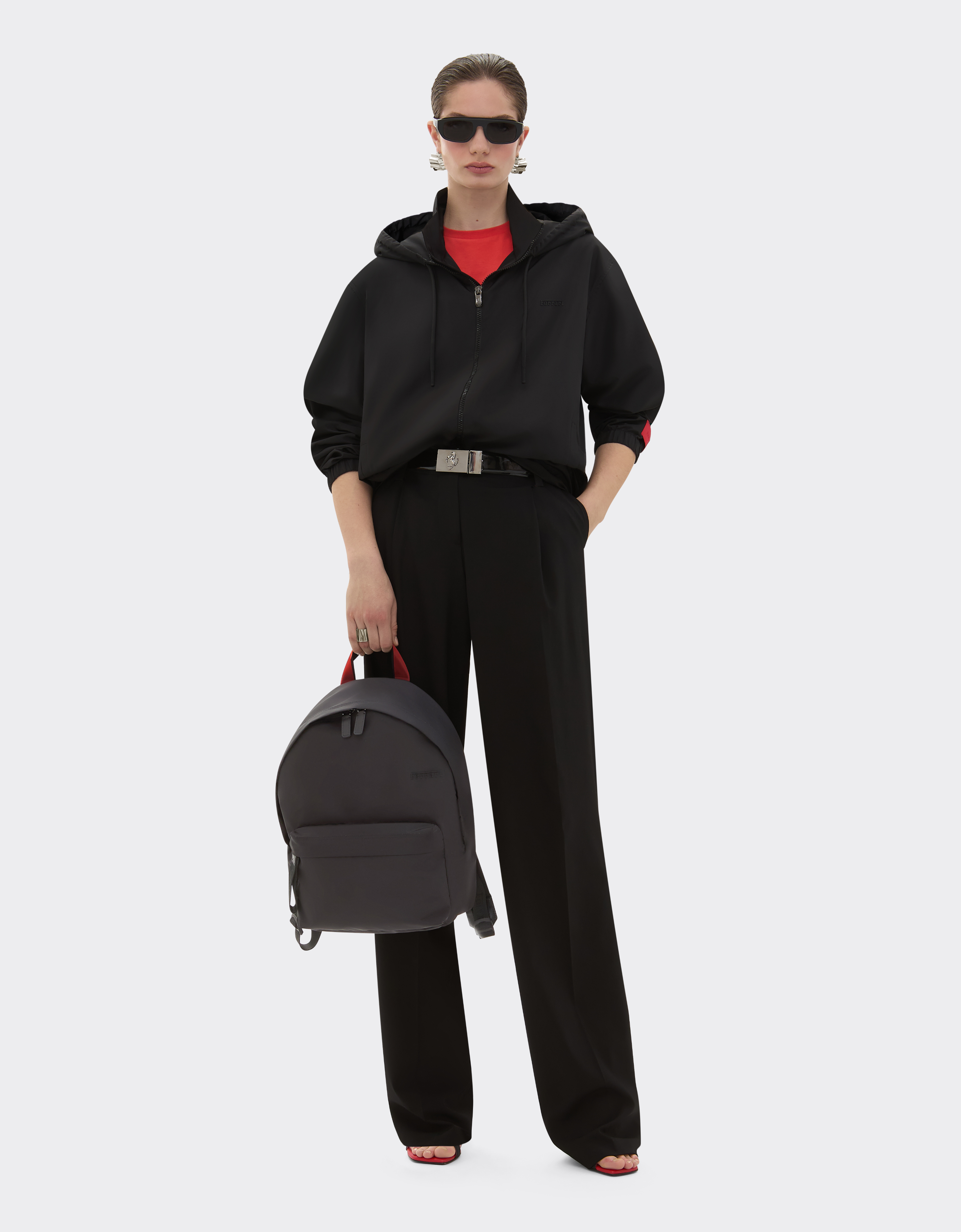 Solid-colour nylon rucksack in Black | Ferrari® Solid-colour nylon rucksack in Black | Ferrari®