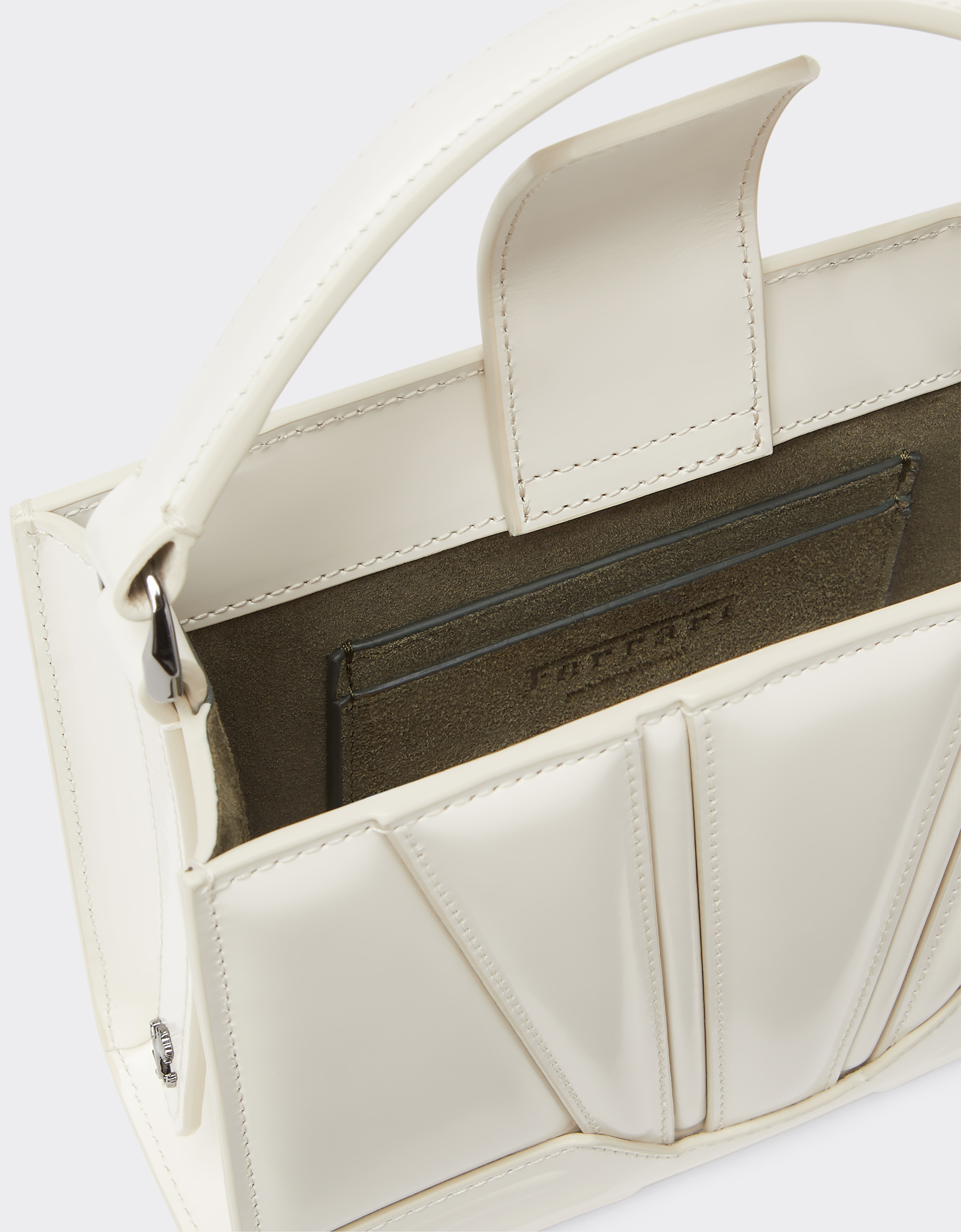Ferrari Gt Micro Brushed Leather Tote Bag In Ivory