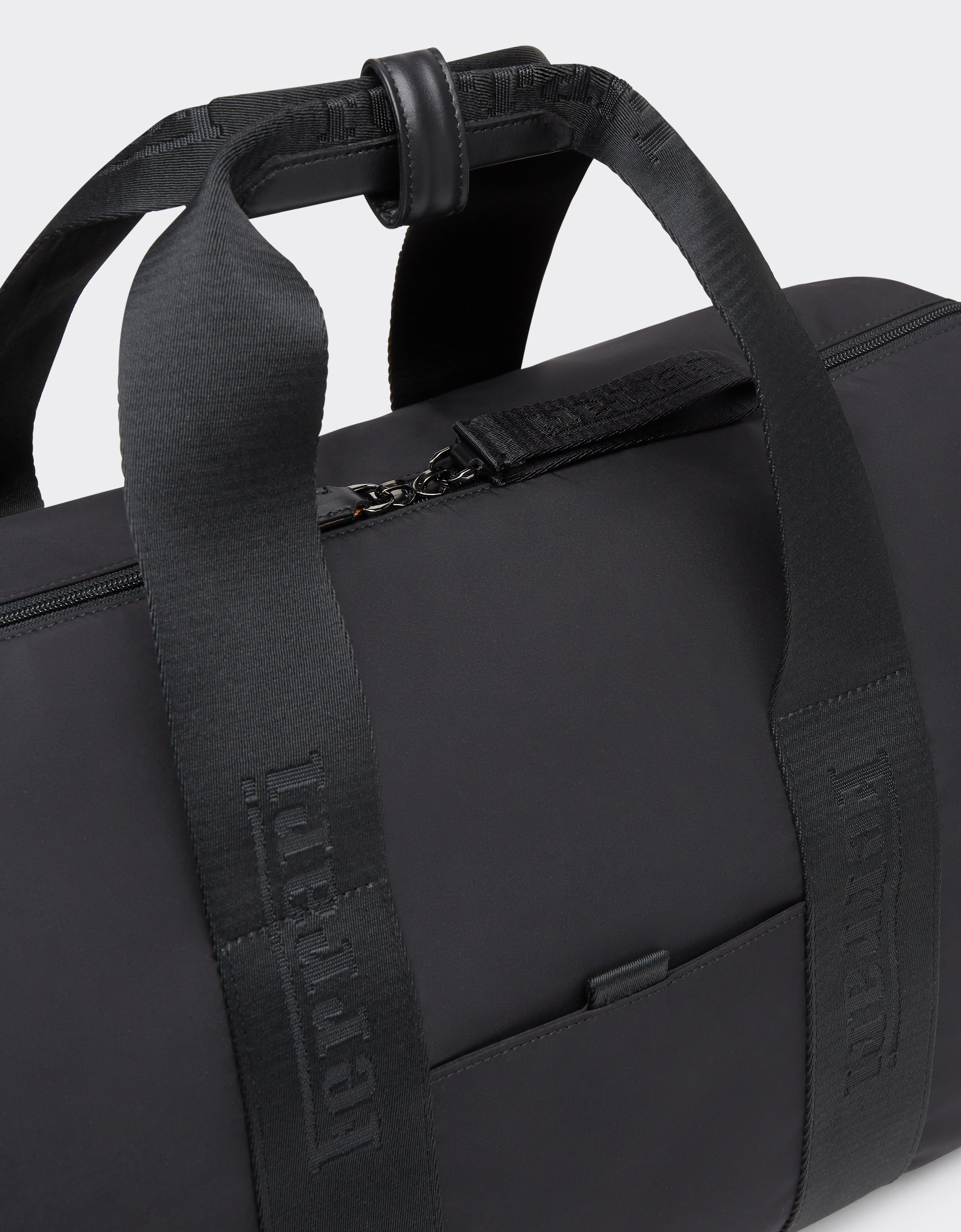 Ferrari Nylon Duffle Bag With  Logo Ribbon In Black