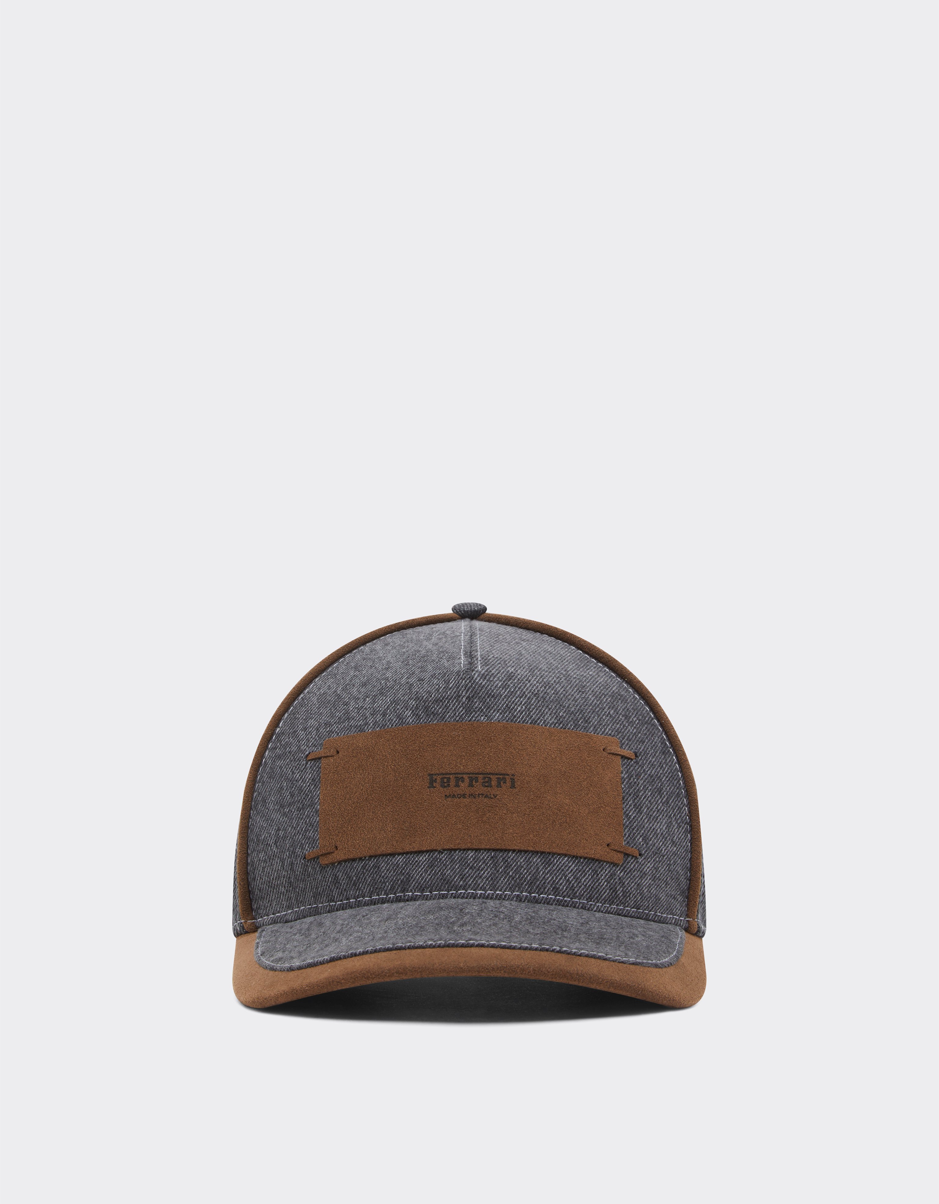 Ferrari Denim And Alcantara®baseball Cap In Gray