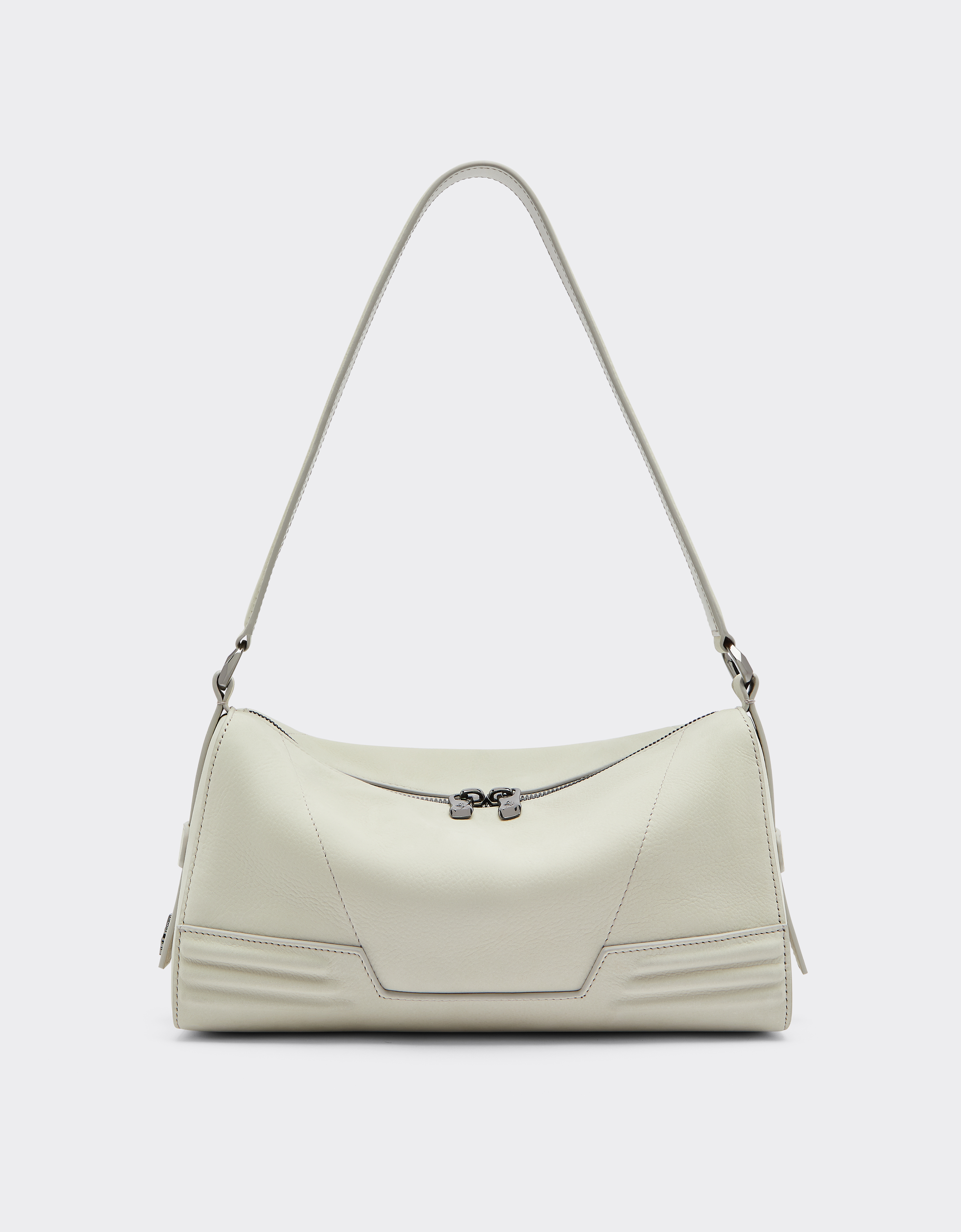 Ferrari Gt Soft Shoulder Bag In Nubuck Leather In Ecru