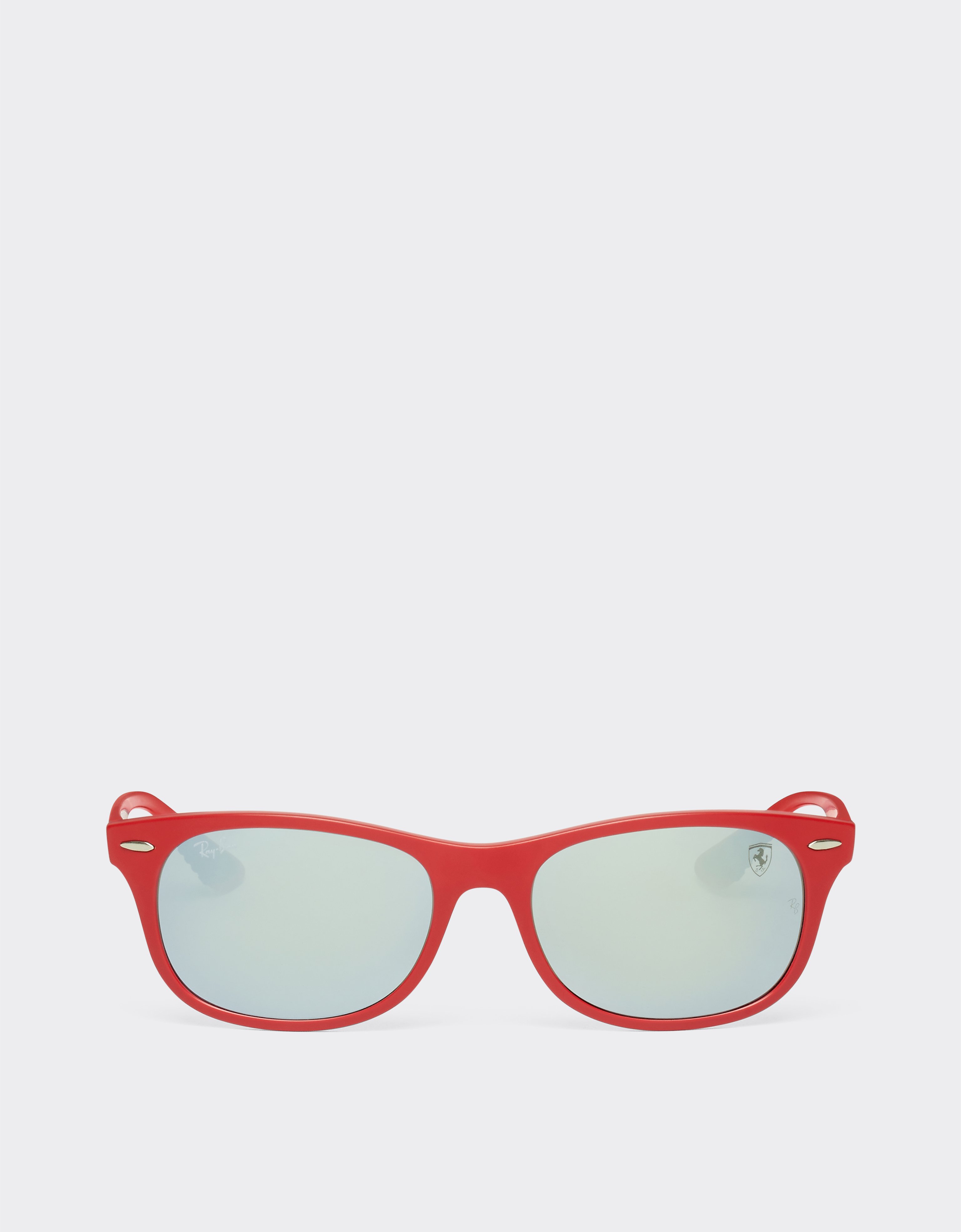 Ferrari Ray-ban For Scuderia 0rb4607m Matt Red Sunglasses With Silver Mirror Green Lenses In Red