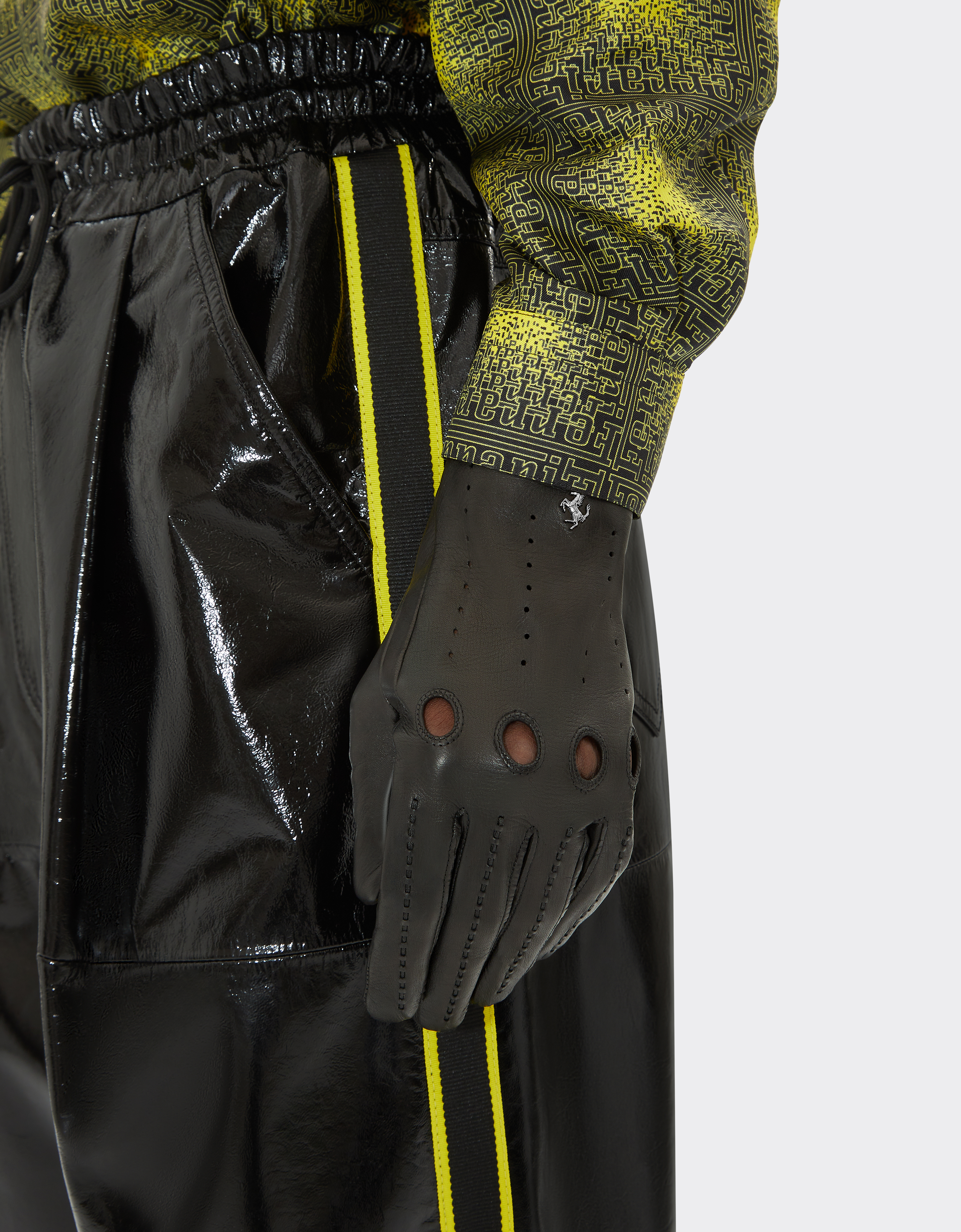 Ferrari Nappa Leather Driving Gloves In Black