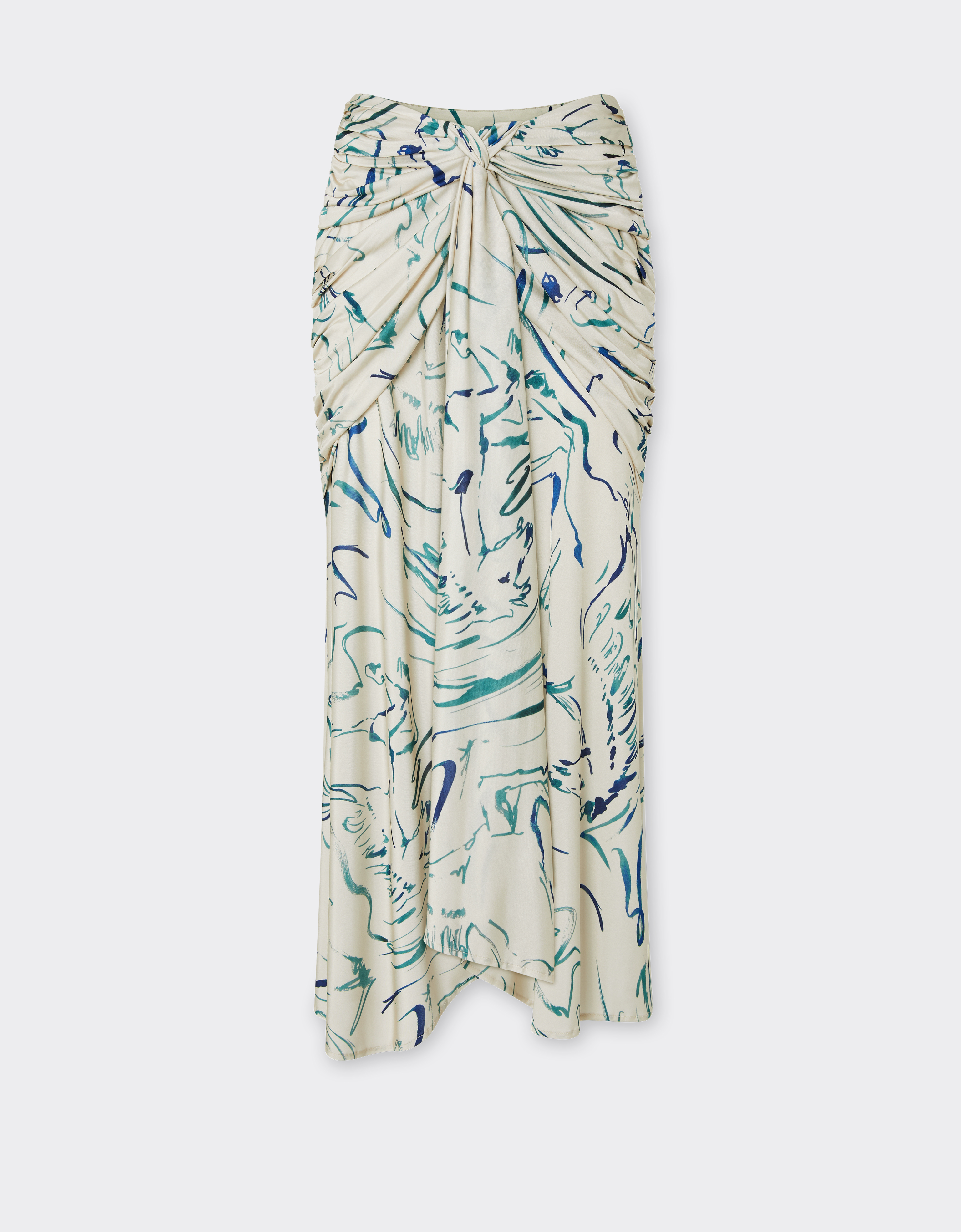 Ferrari Skirt In Viscose Fabric With Cavallino Print In Ecru